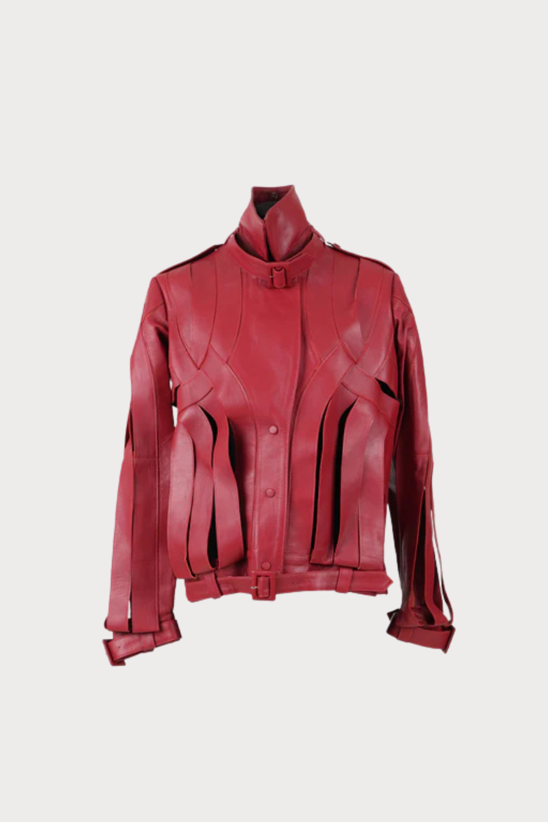 Brianna Oversized Leather Jacket Red