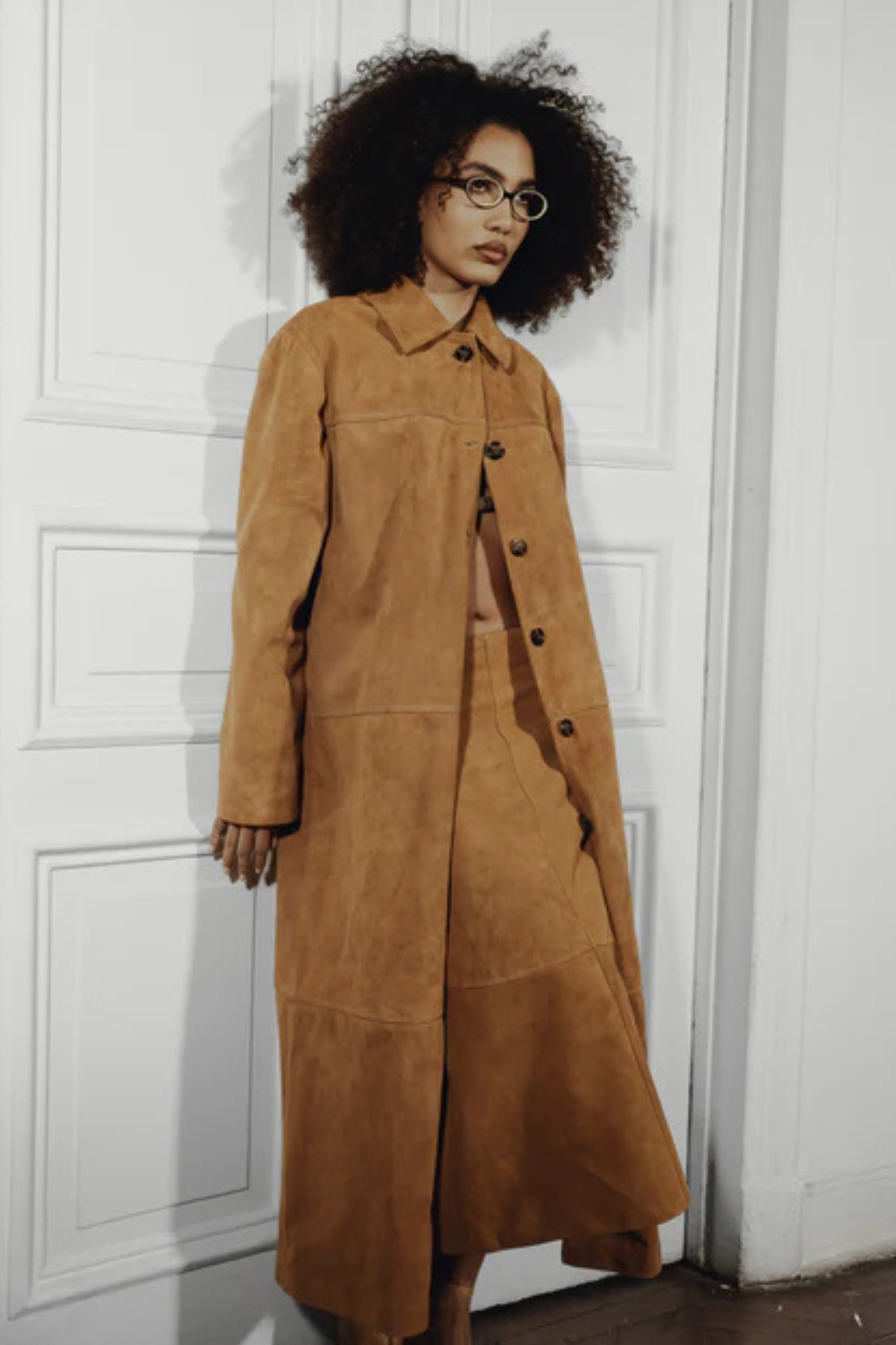 Gemma Suede Coat Beige