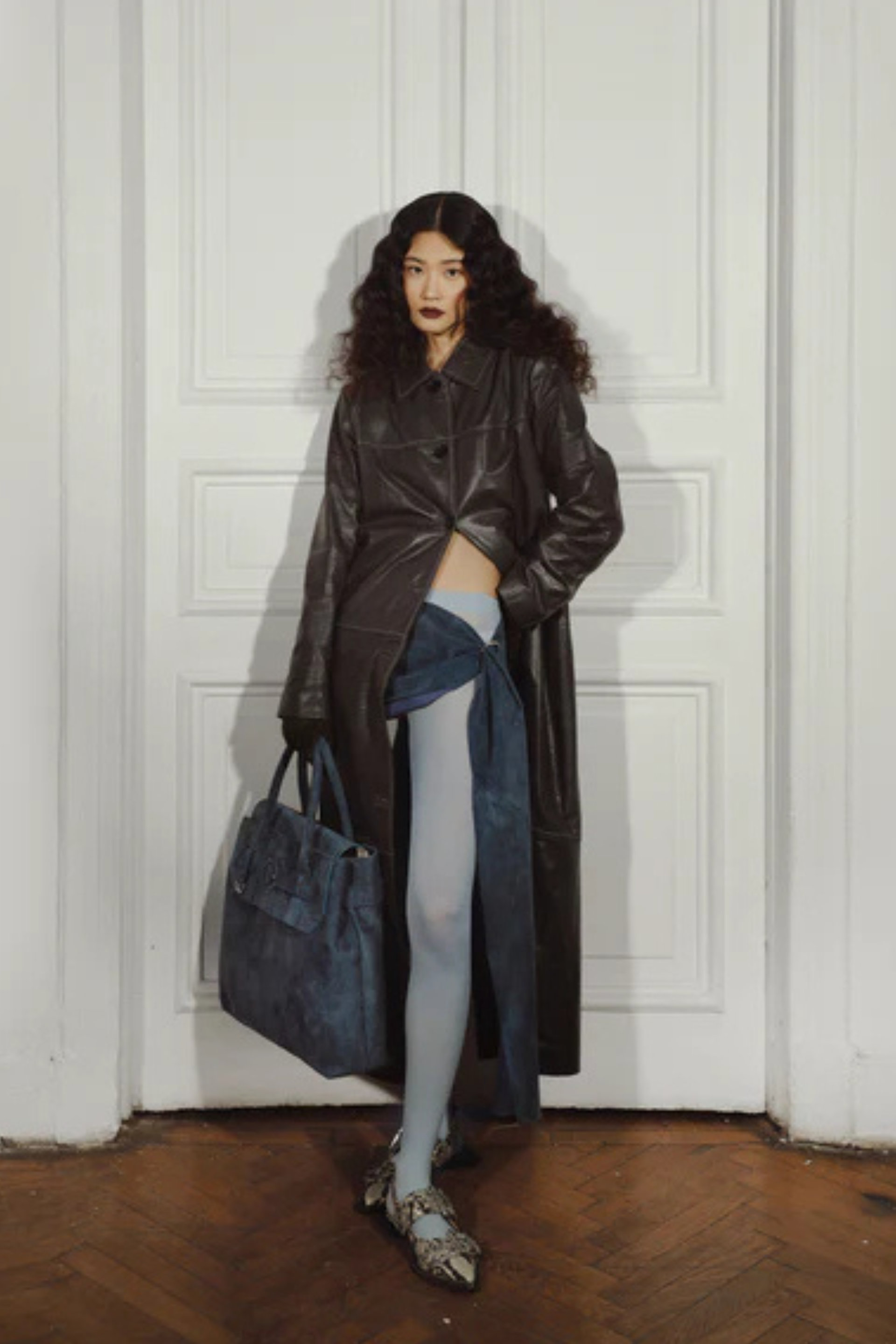 Gemma Leather Coat Pewter