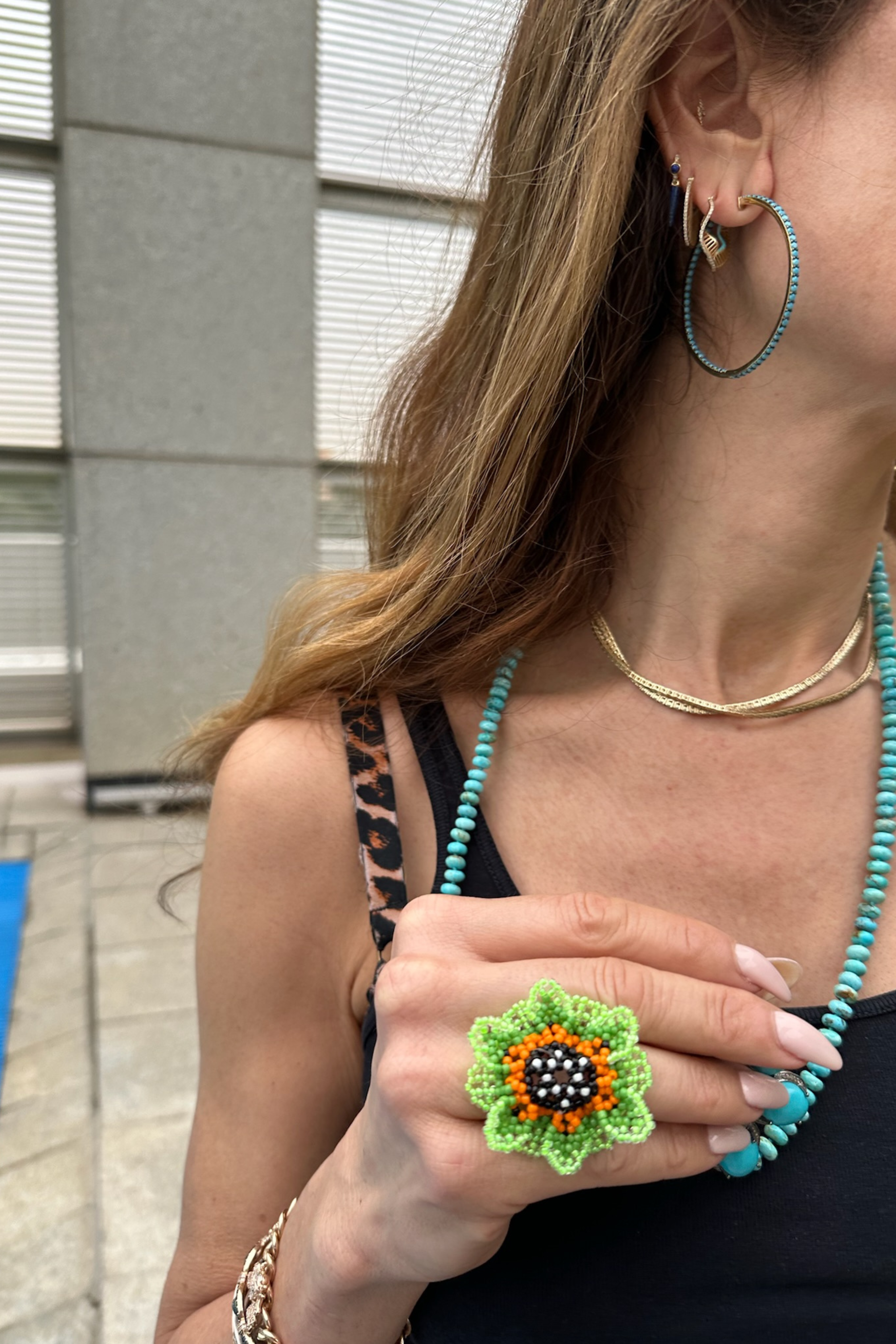 Green Sunflower Ring