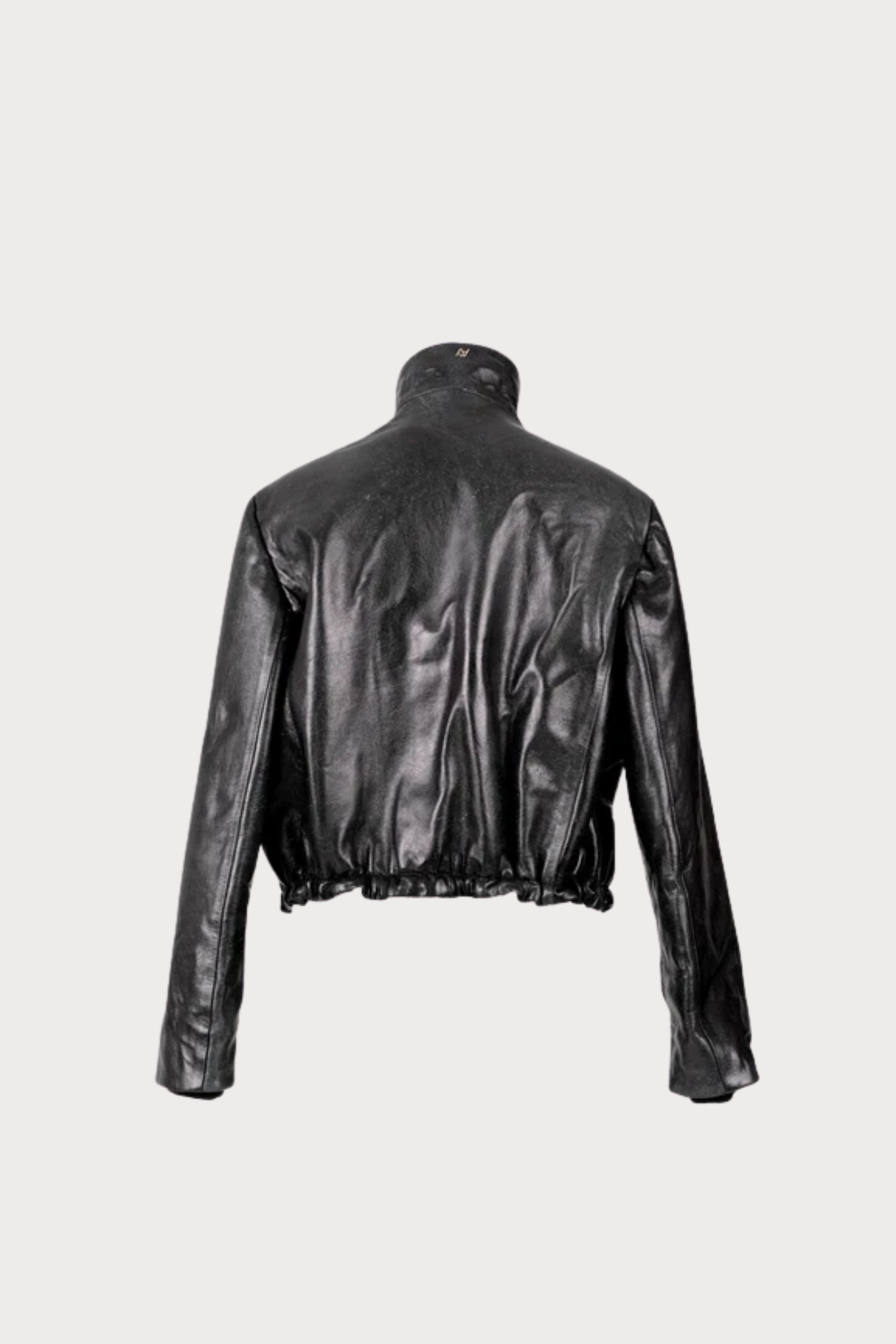 Jasper Leather Bomber Jacket Glossy Black