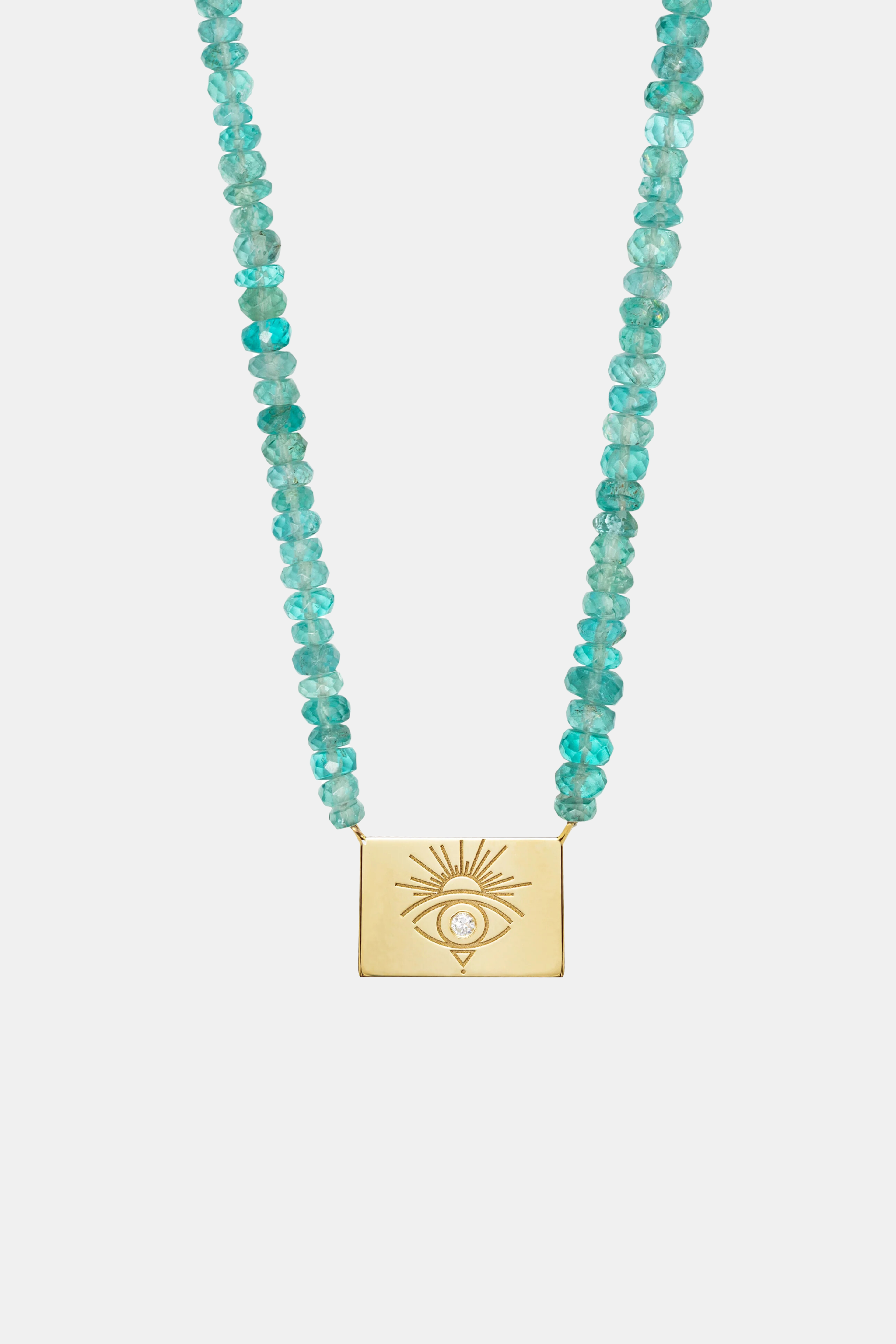 Apatite Beaded Necklace With Rectangle Sunset Eye