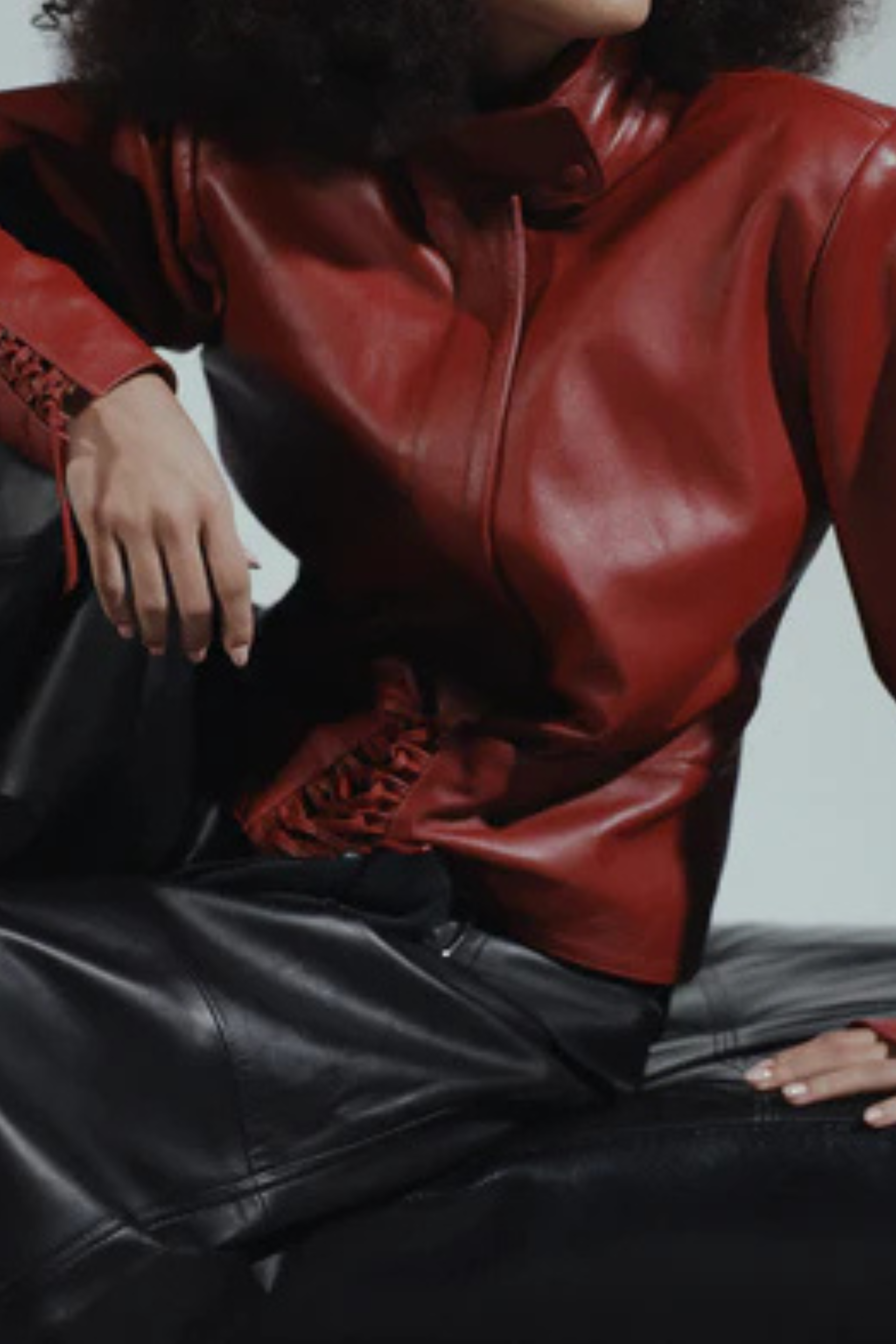 Jade Leather Jacket Red