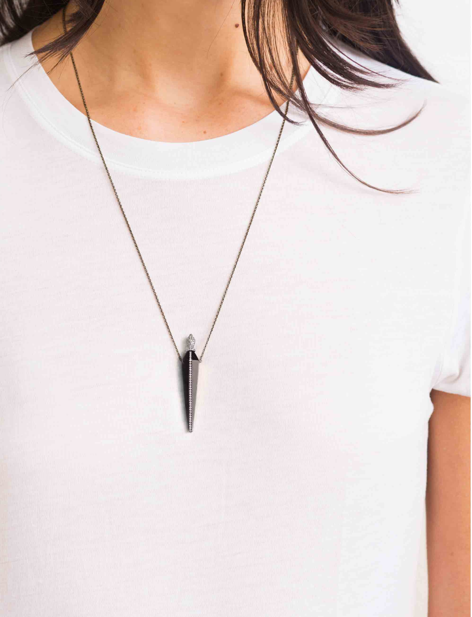 Black and Gold Diamond Amulette Necklace