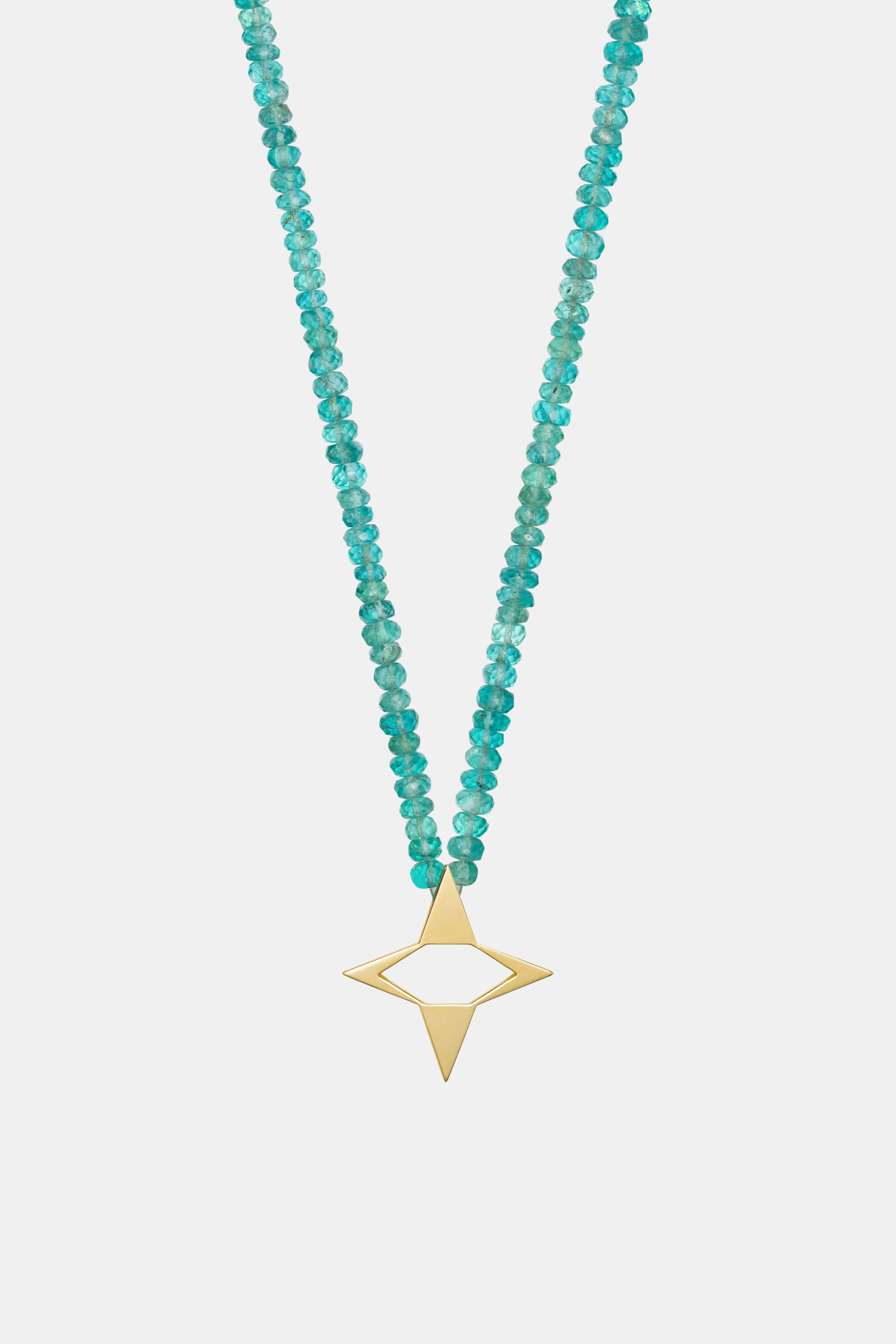Apatite Beaded Necklace With Star Relief Pendant