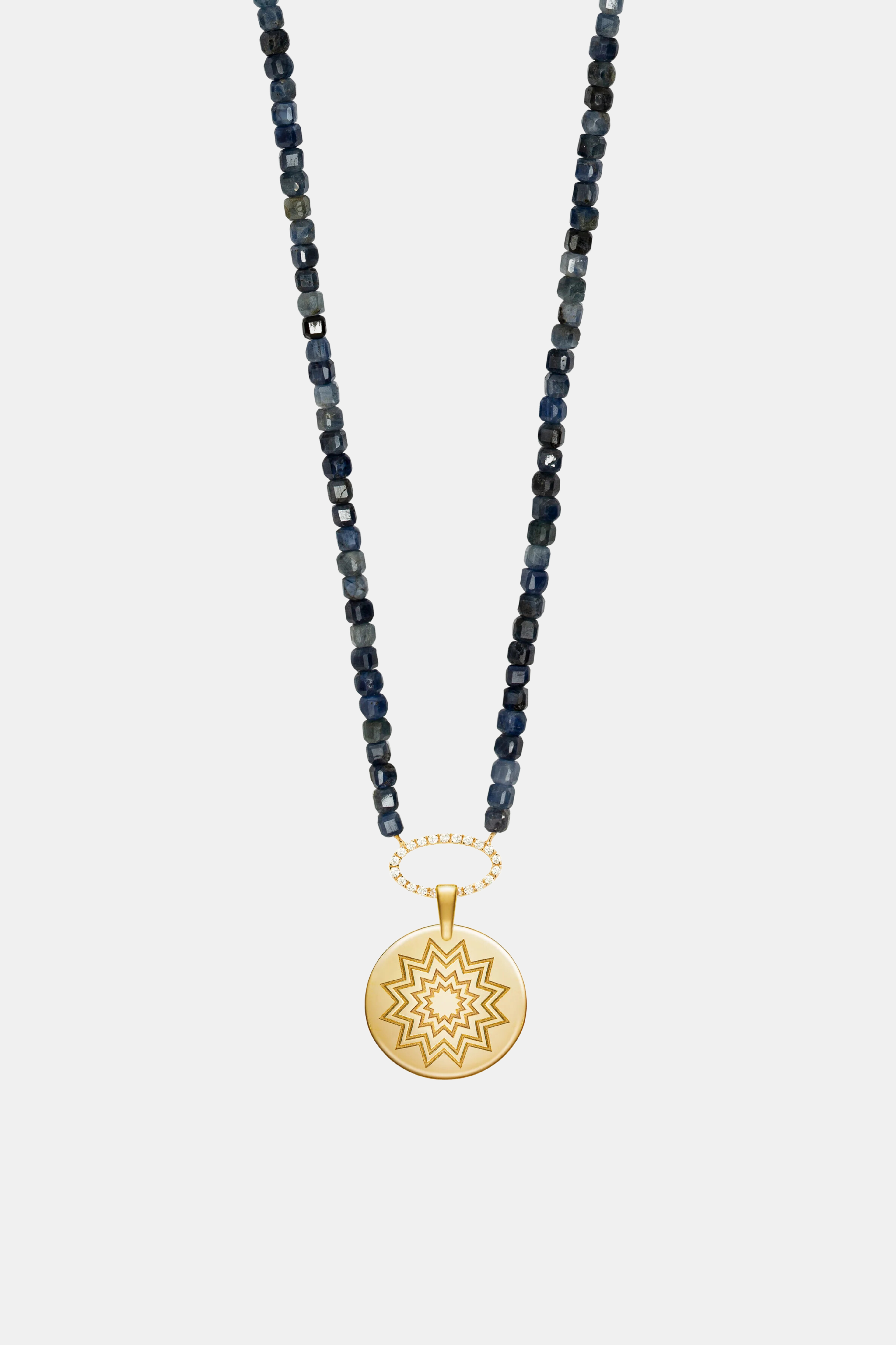 Sapphire Beaded Necklace With Multistar Pendant