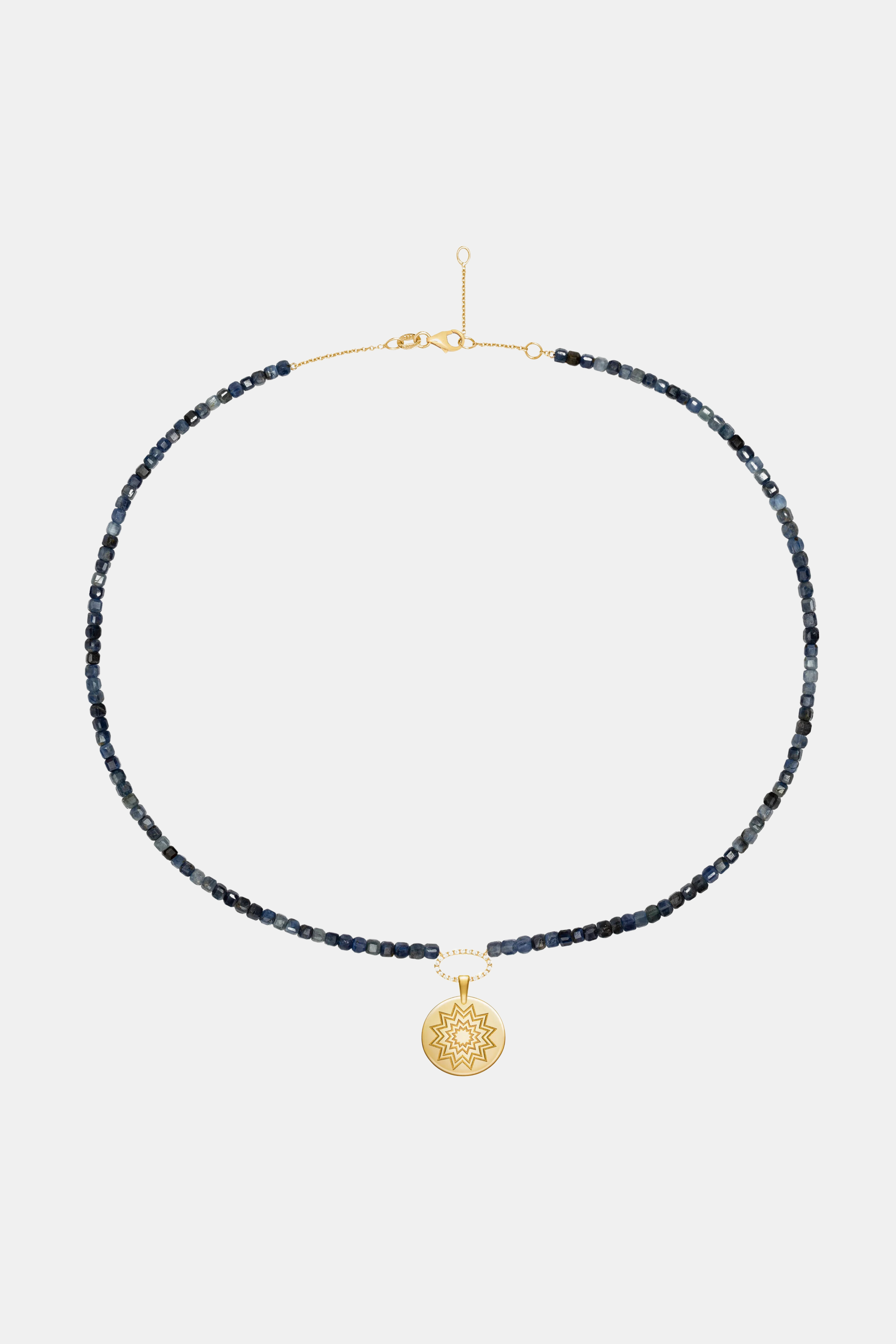 Sapphire Beaded Necklace With Multistar Pendant