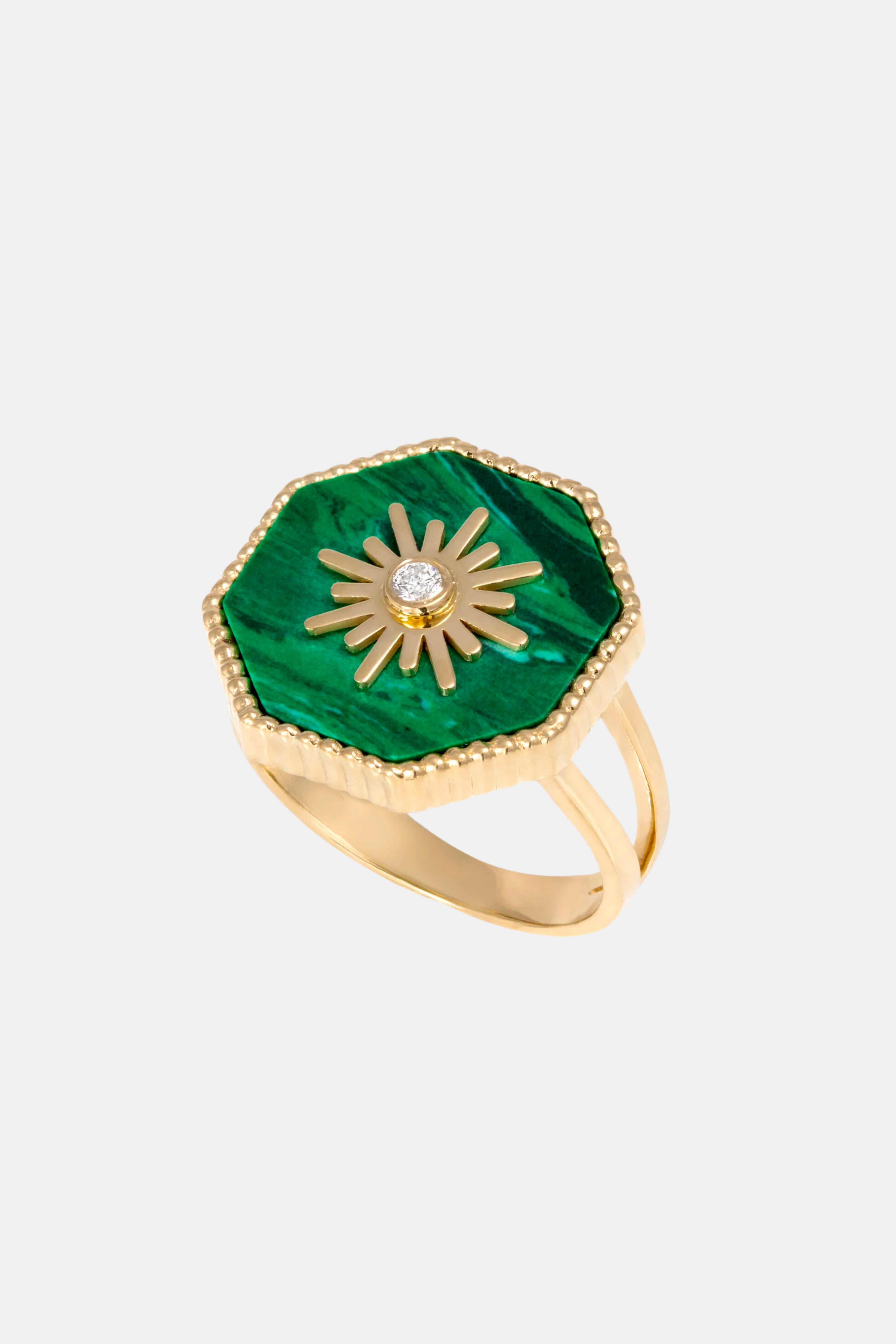 Joyful Sun Malachite Pinkey Ring