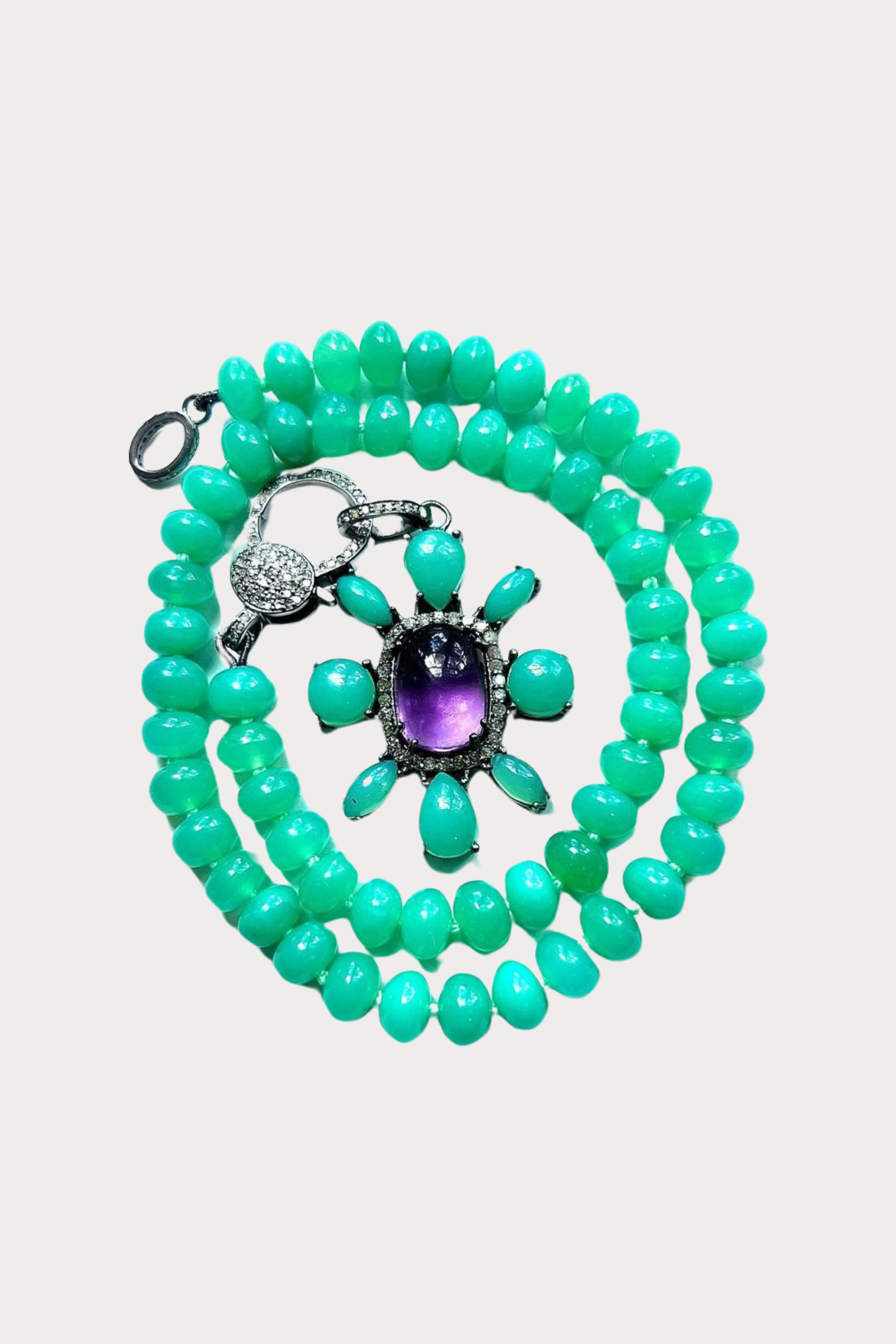 Chrysoprase & Amethyst Flower Necklace