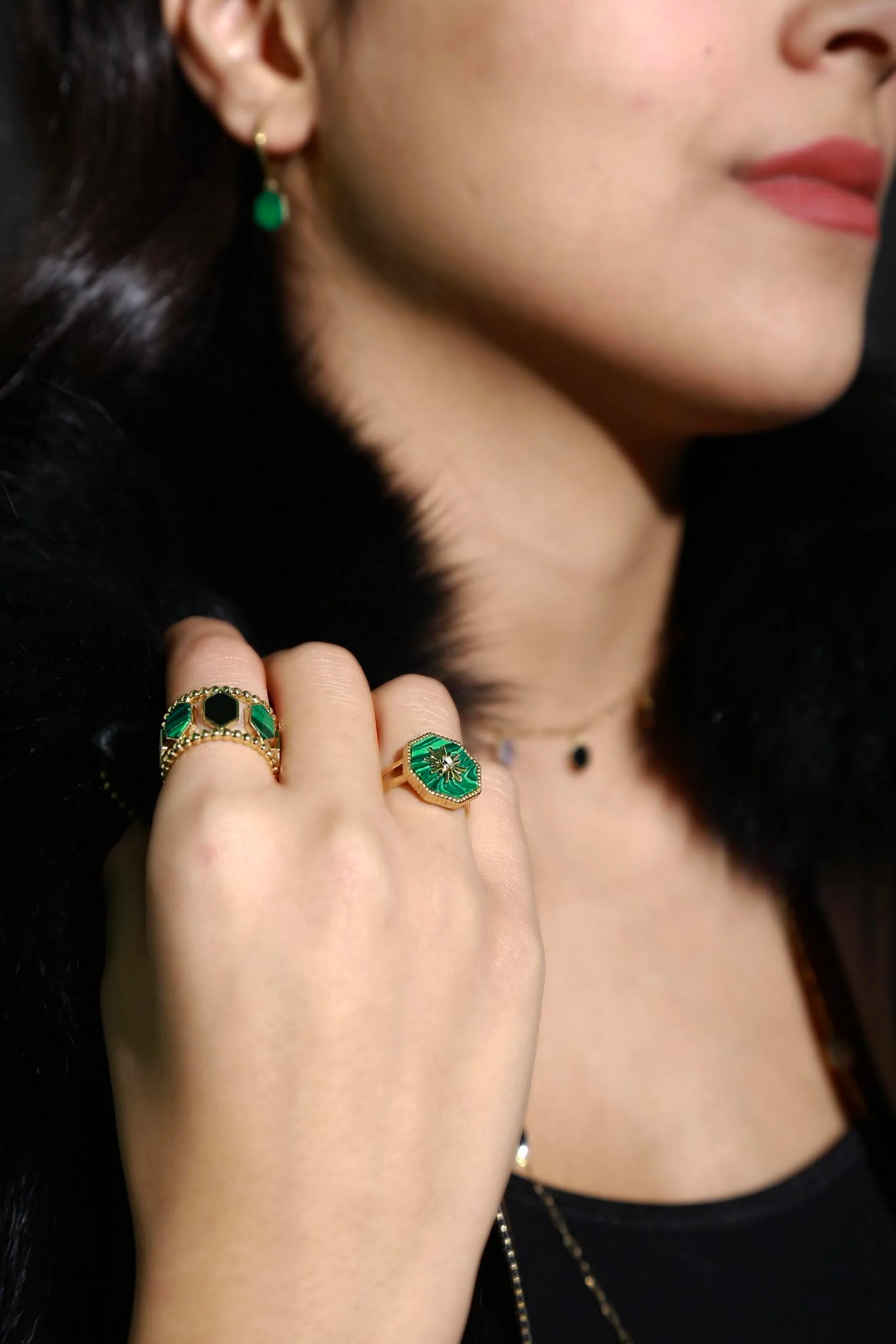 Joyful Sun Malachite Pinkey Ring