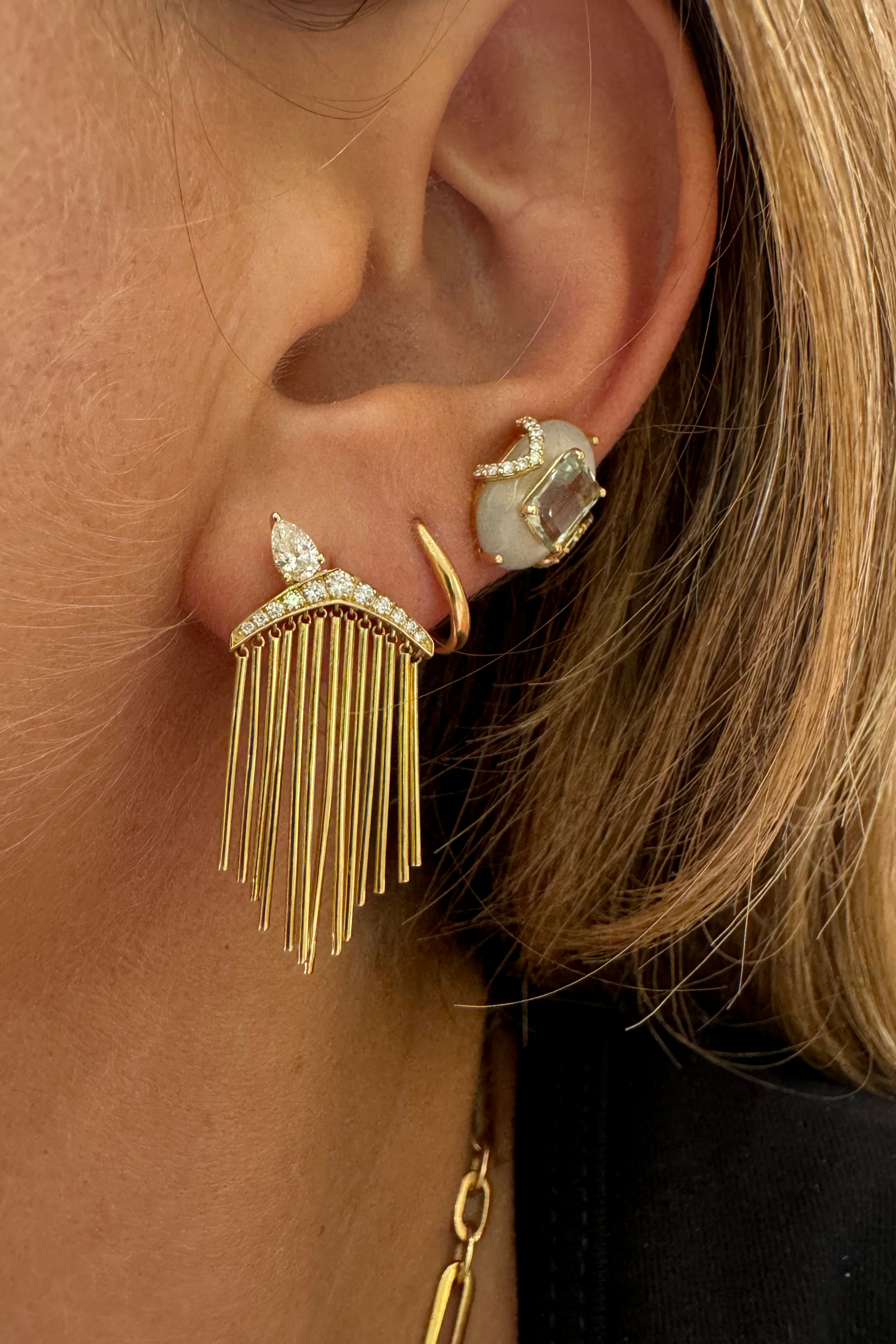 Studs Moonstone & Mother of Pearl Doublet, Green Amethyst Emerald Cut Merveilles