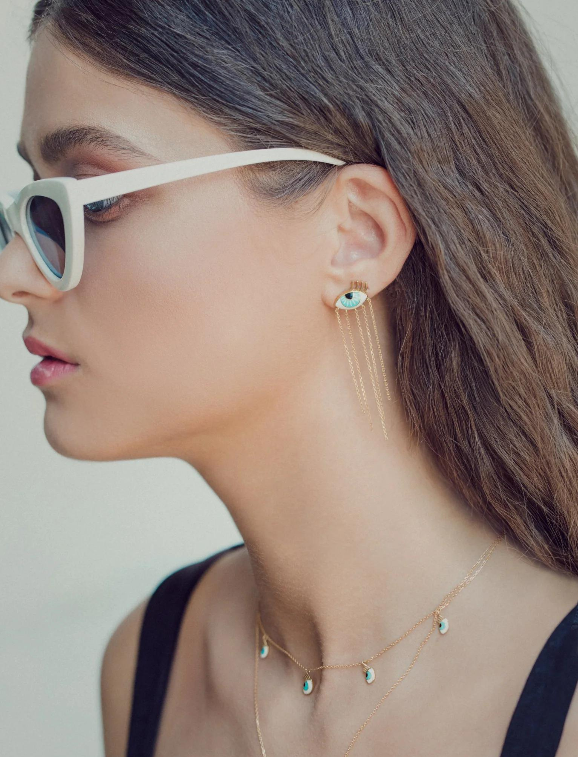 Flirty Aqua Eyes A-Symmetrical Earrings