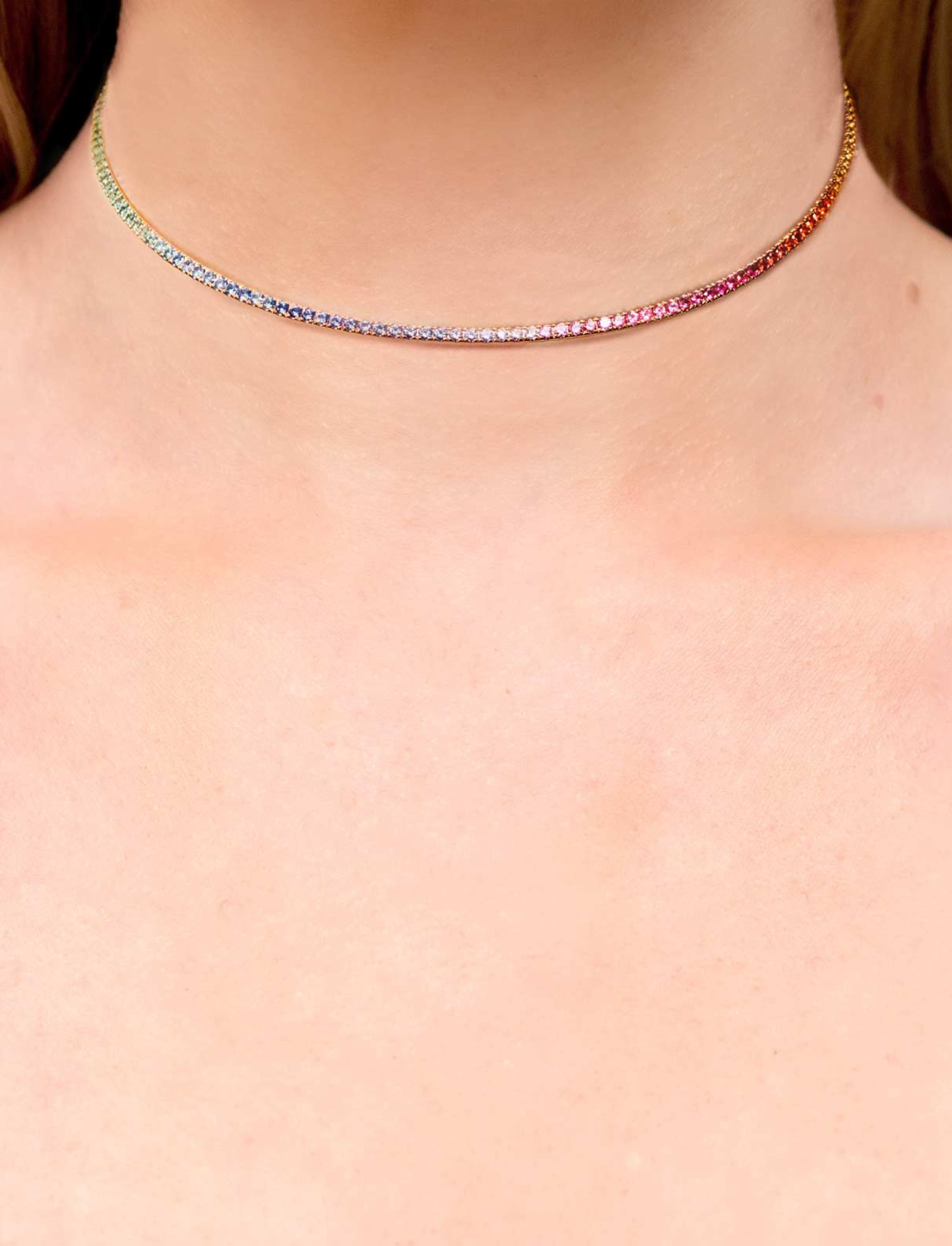 Rose Gold Rainbow Choker