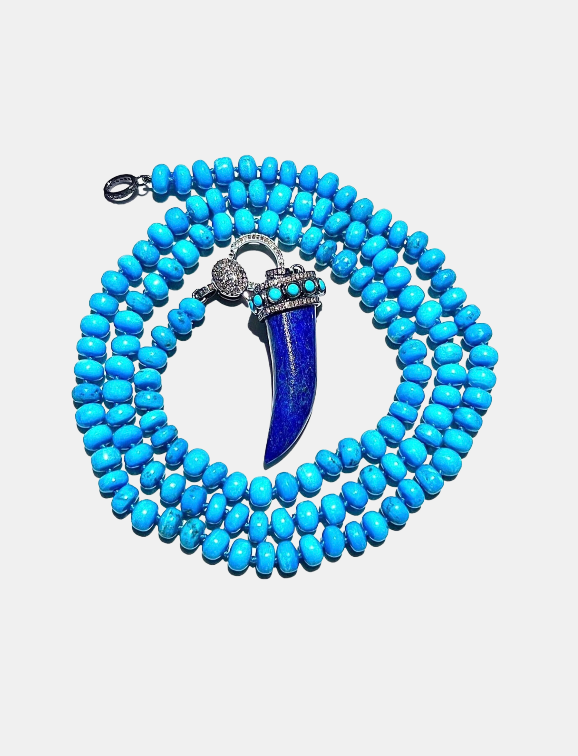 Turquoise Knotted Necklace with Turquoise Horn