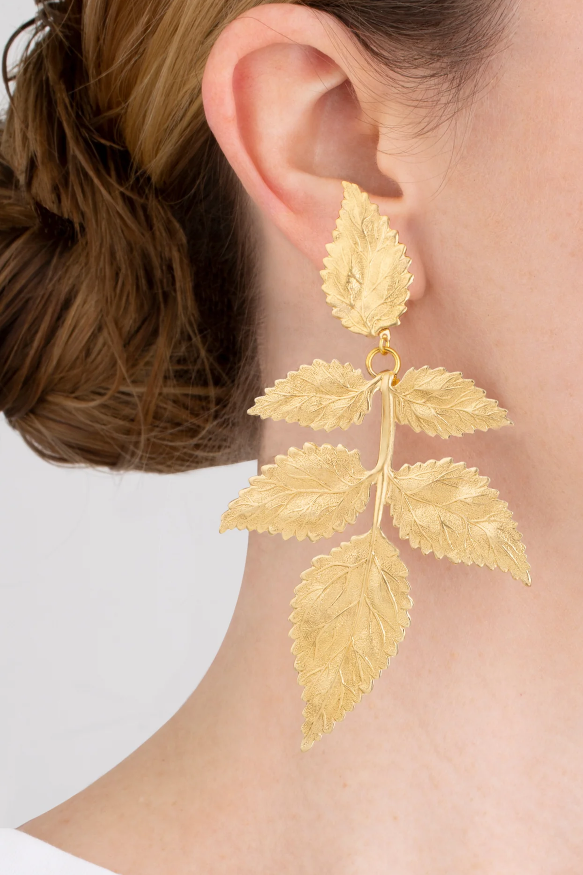 Pat's Golden Leaf Clip Earrings