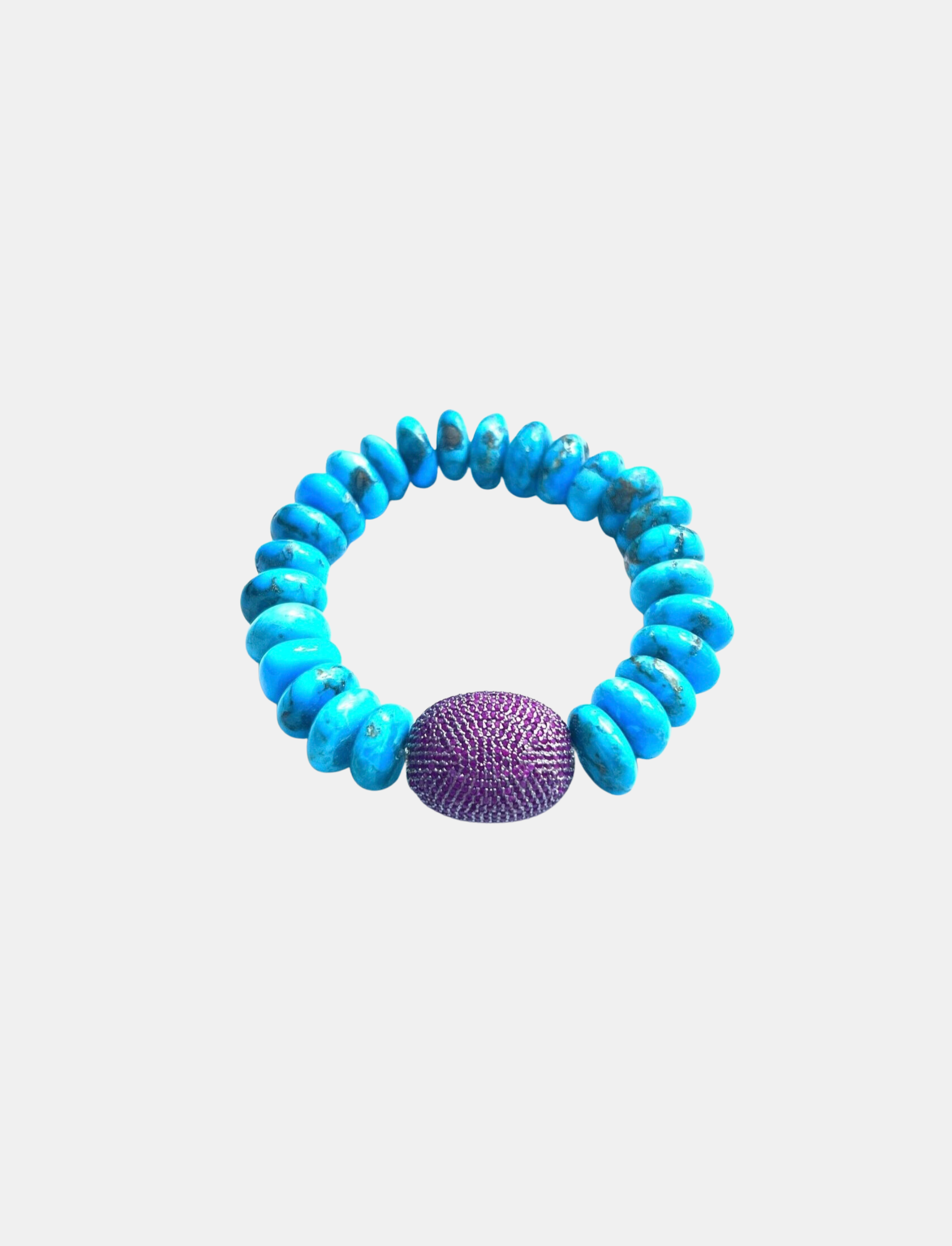Kingman Turquoise Stretch Bracelet, Large Ruby Nugget