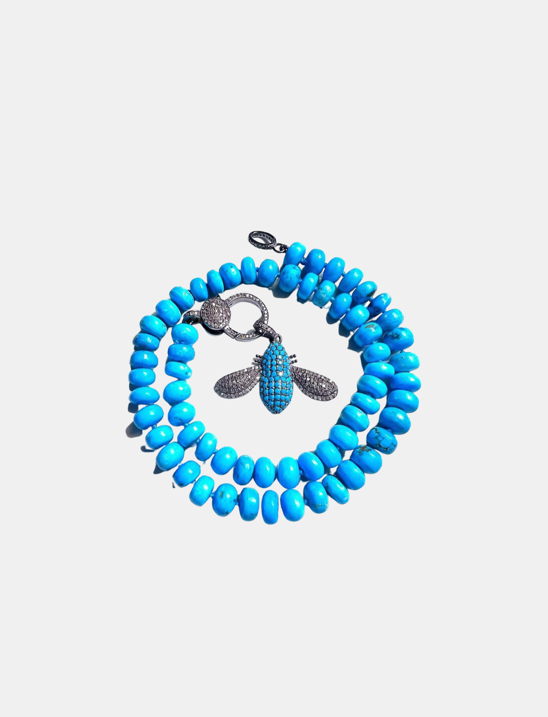 Turquoise Knotted Necklace and Turquoise Bee