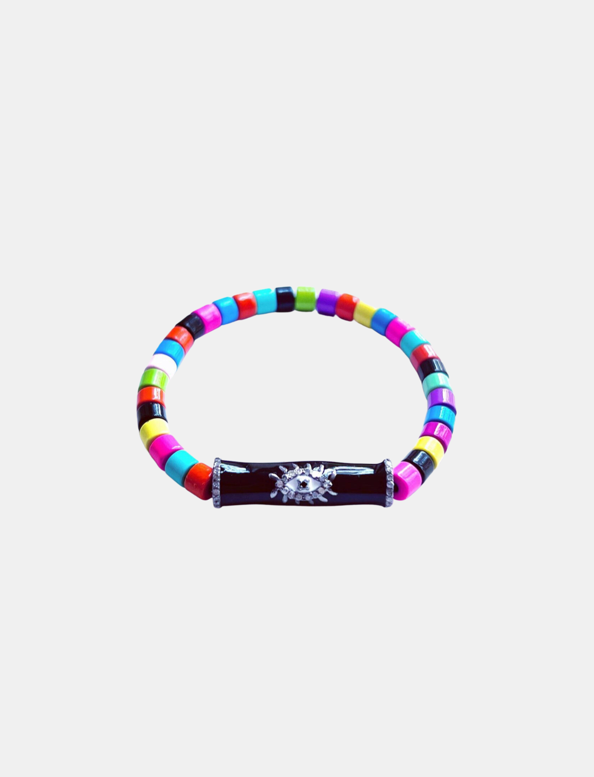 Multi Color Bracelet with Black Evil Eye