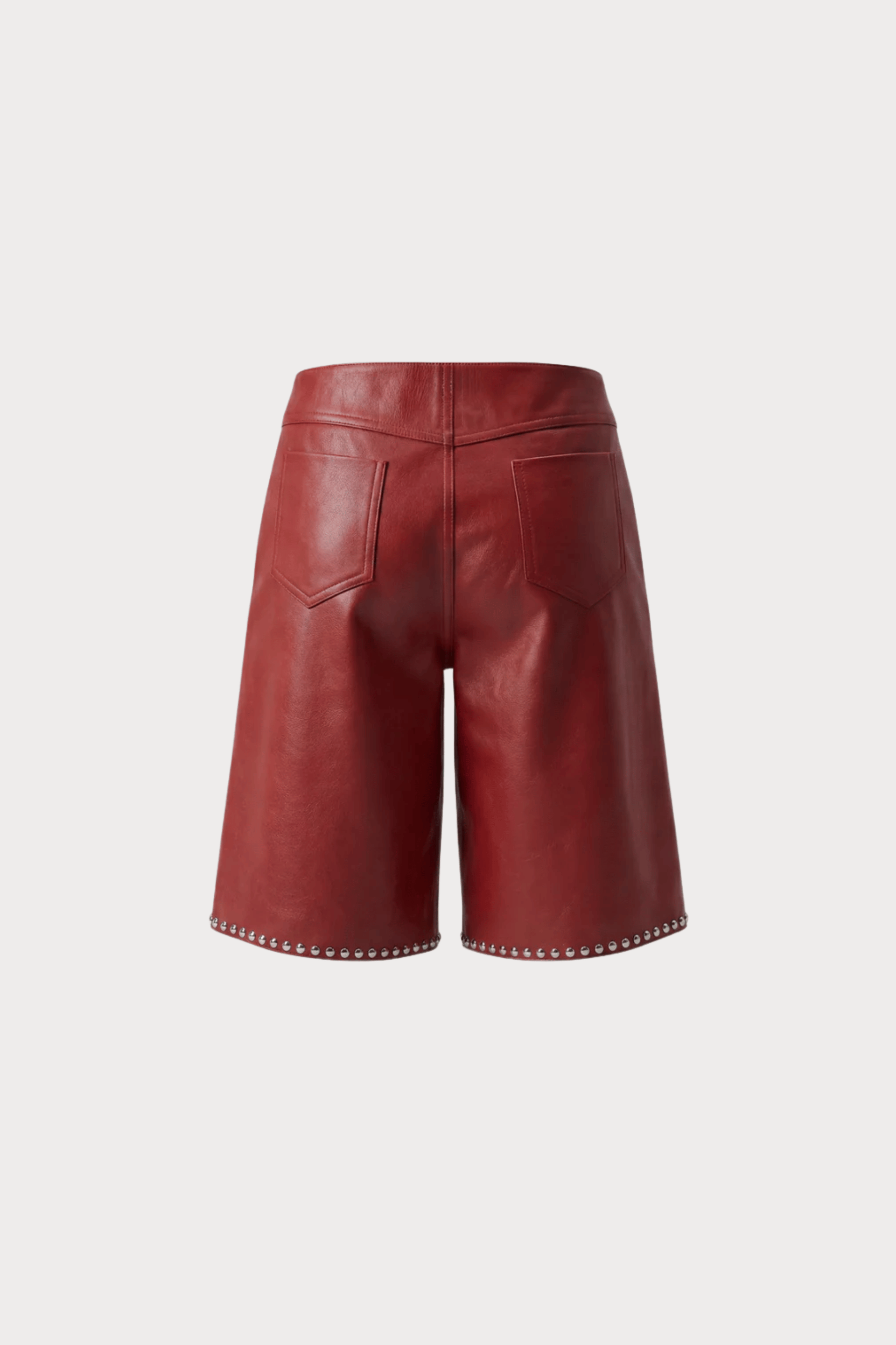 Callie Leather Studded Shorts Red