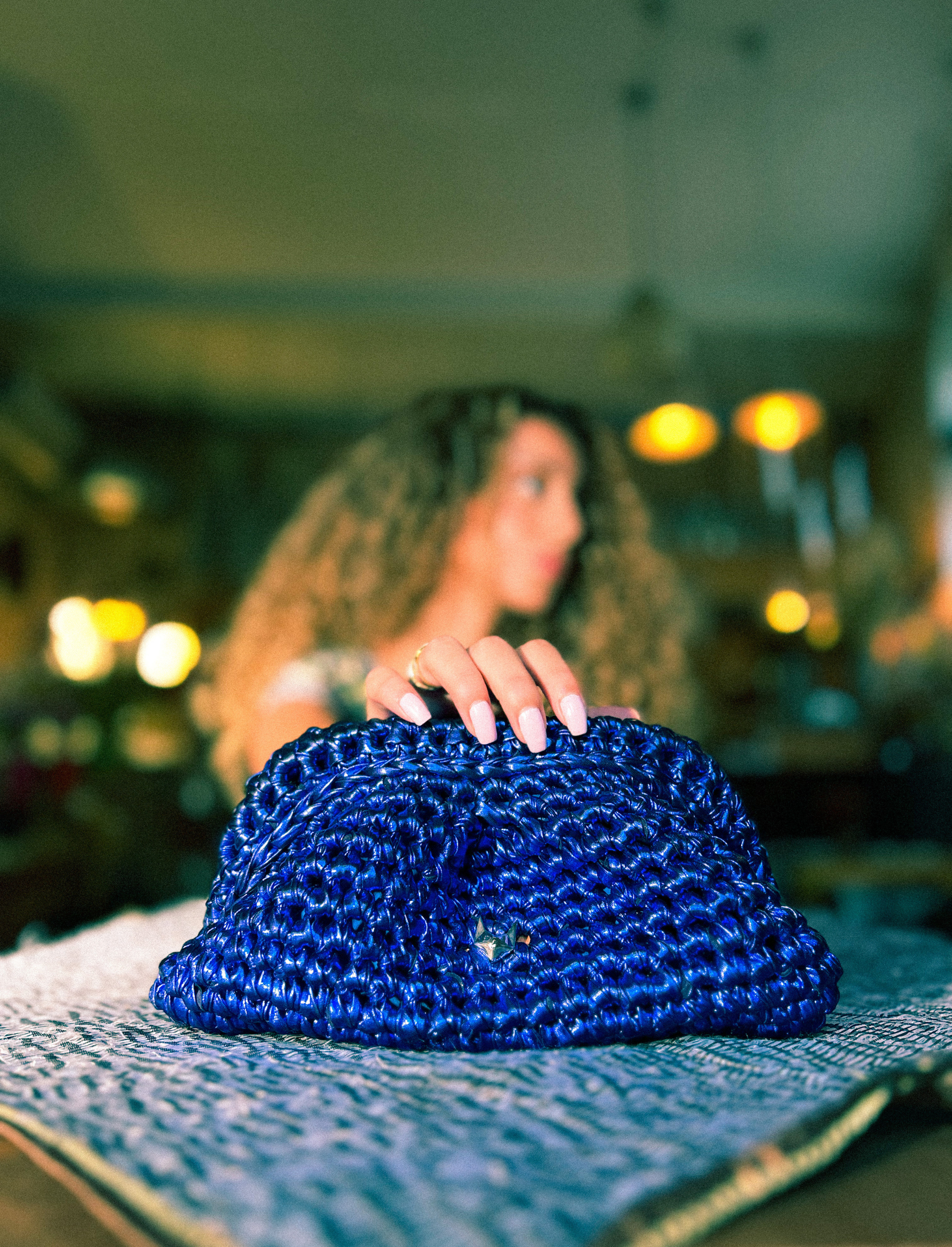 Metallic Clutch Gitan Blue