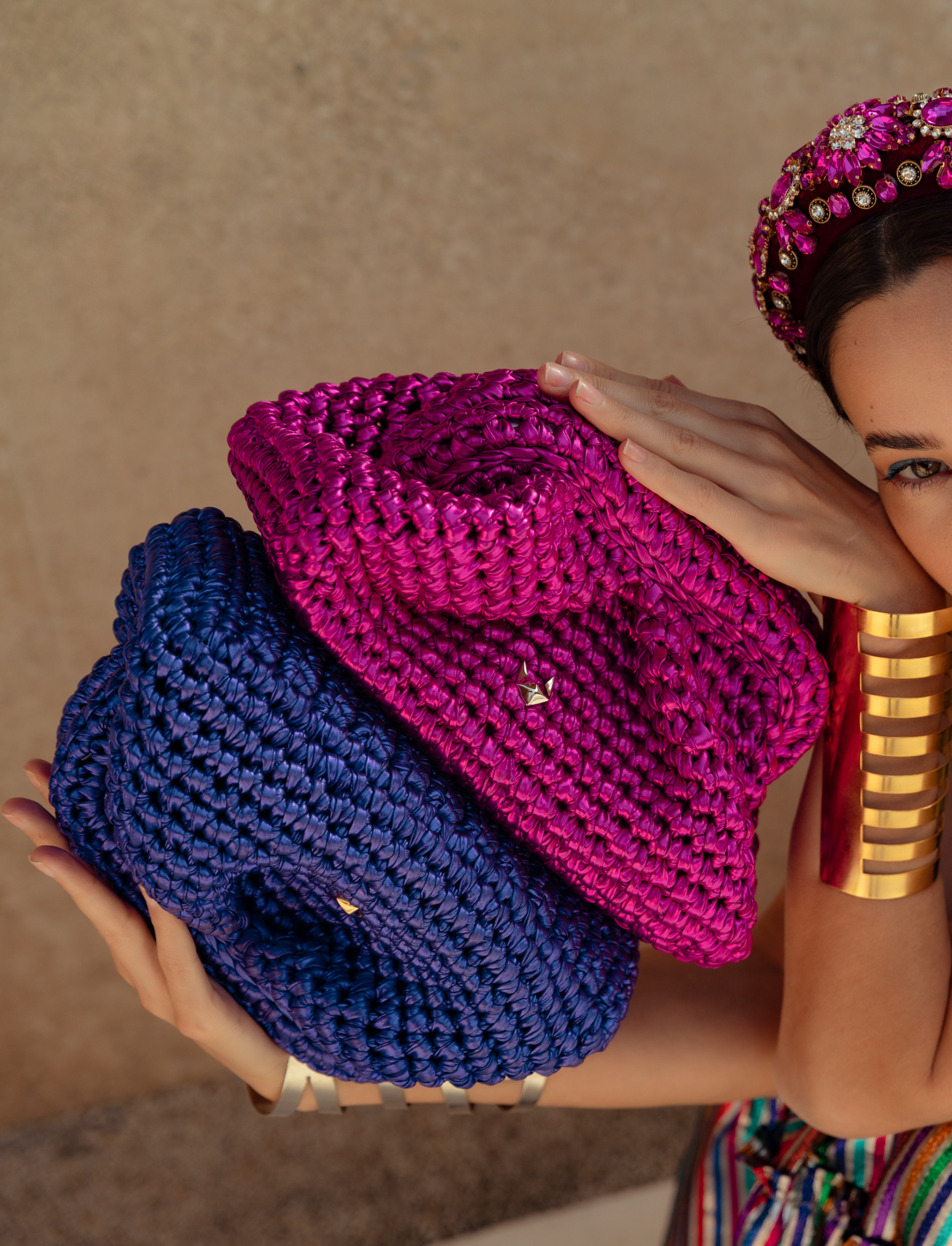 Metallic Clutch Fuchsia