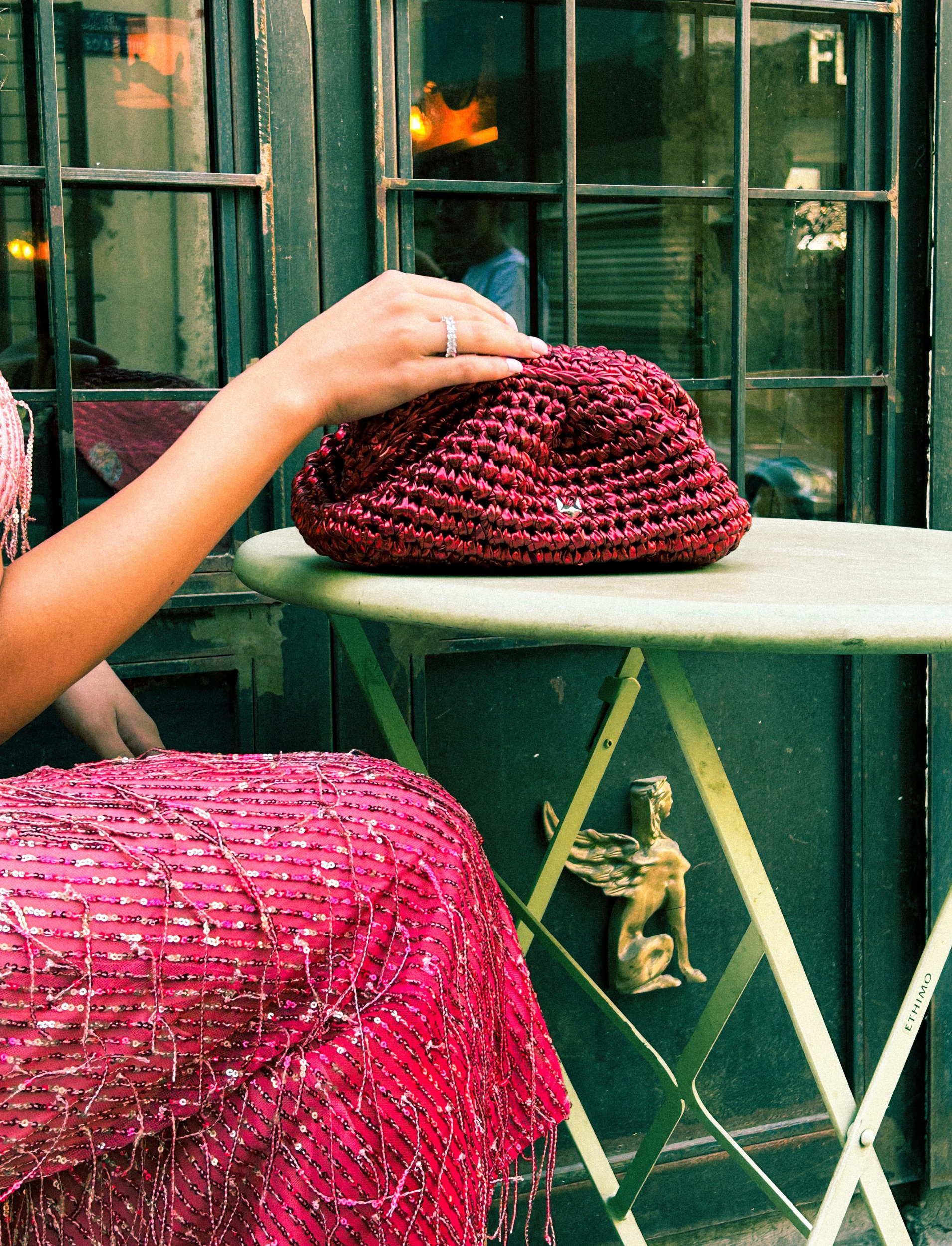 Metallic Clutch Dark Wine