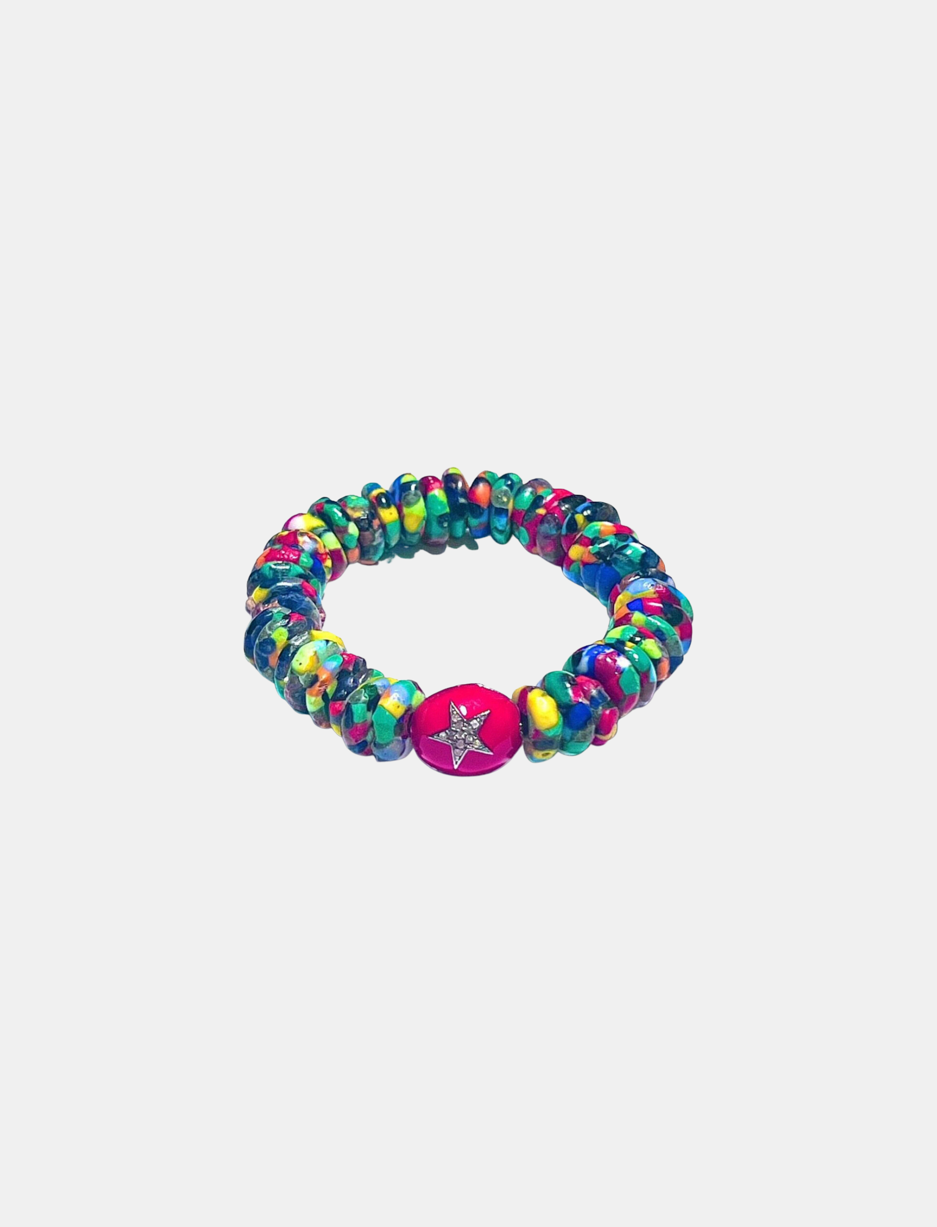 Multi Color Ghana Bracelet and Red Enamel Star