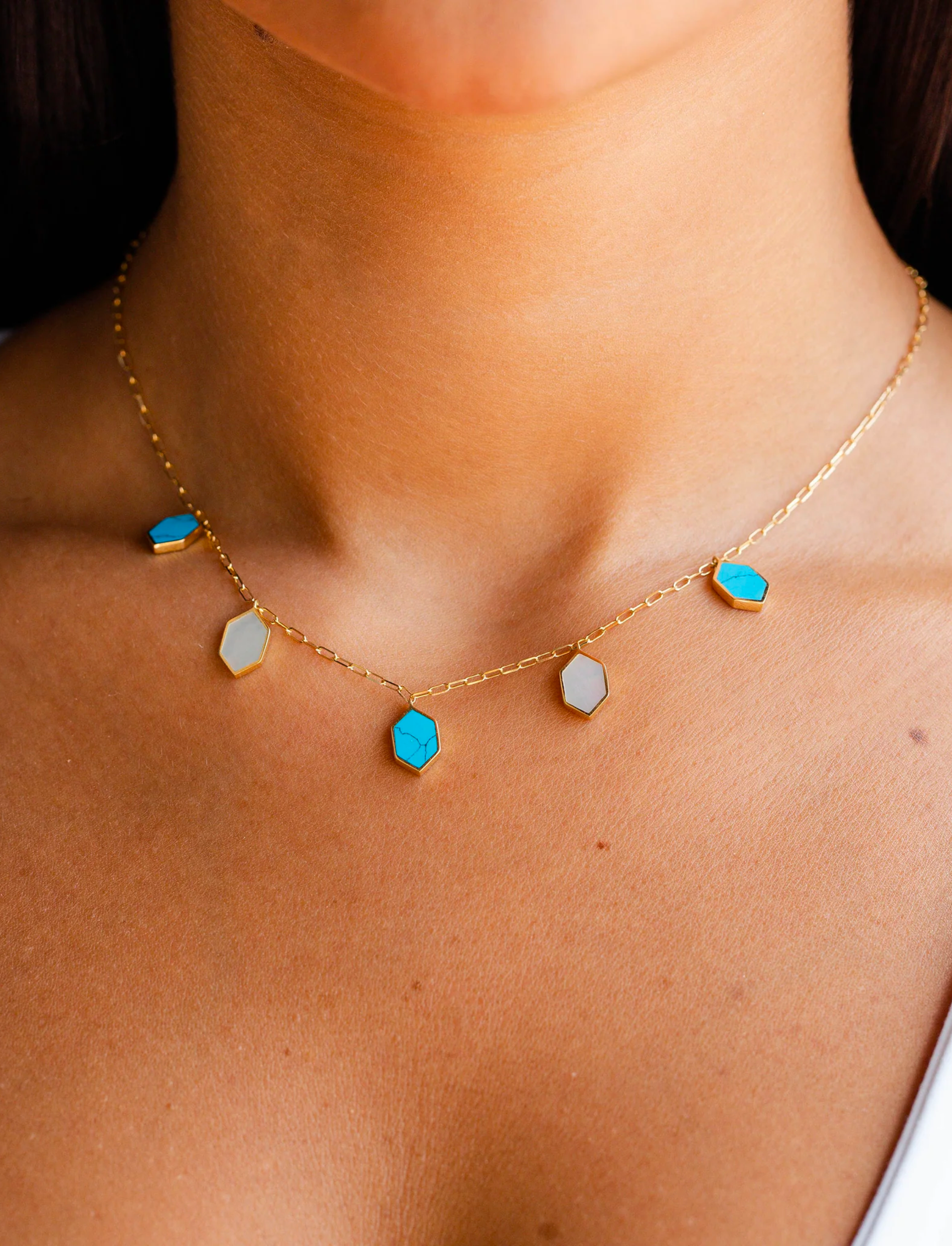 Joyful Turquoise & Pearl Choker