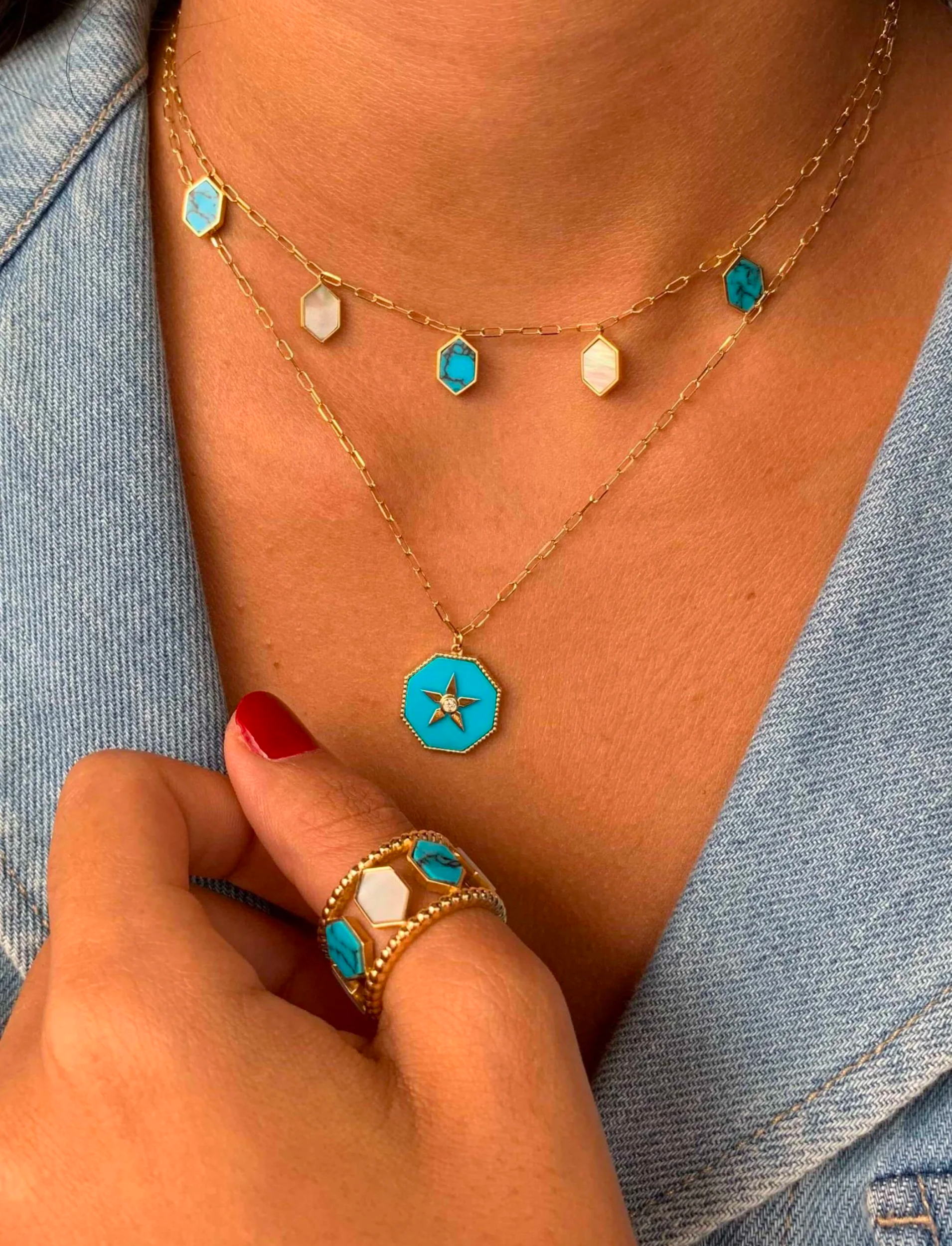 Joyful Turquoise & Pearl Choker