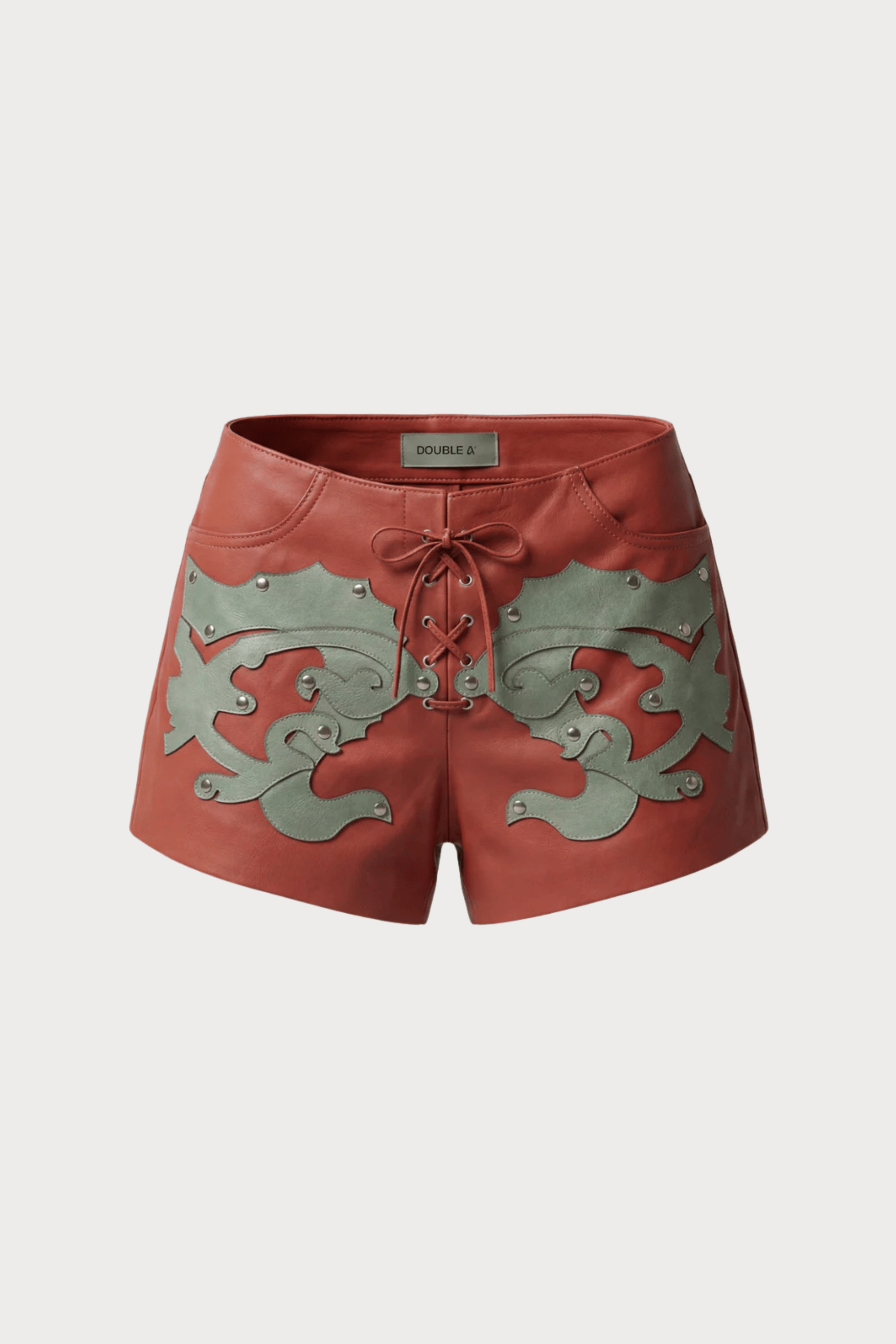 Jason Leather Laser-Cut Shorts Orange