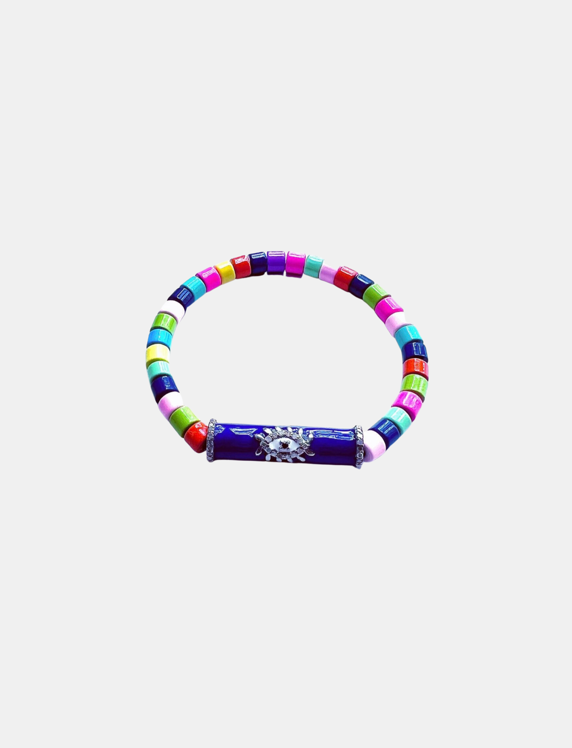 Multi Color Bracelet with Blue Evil Eye