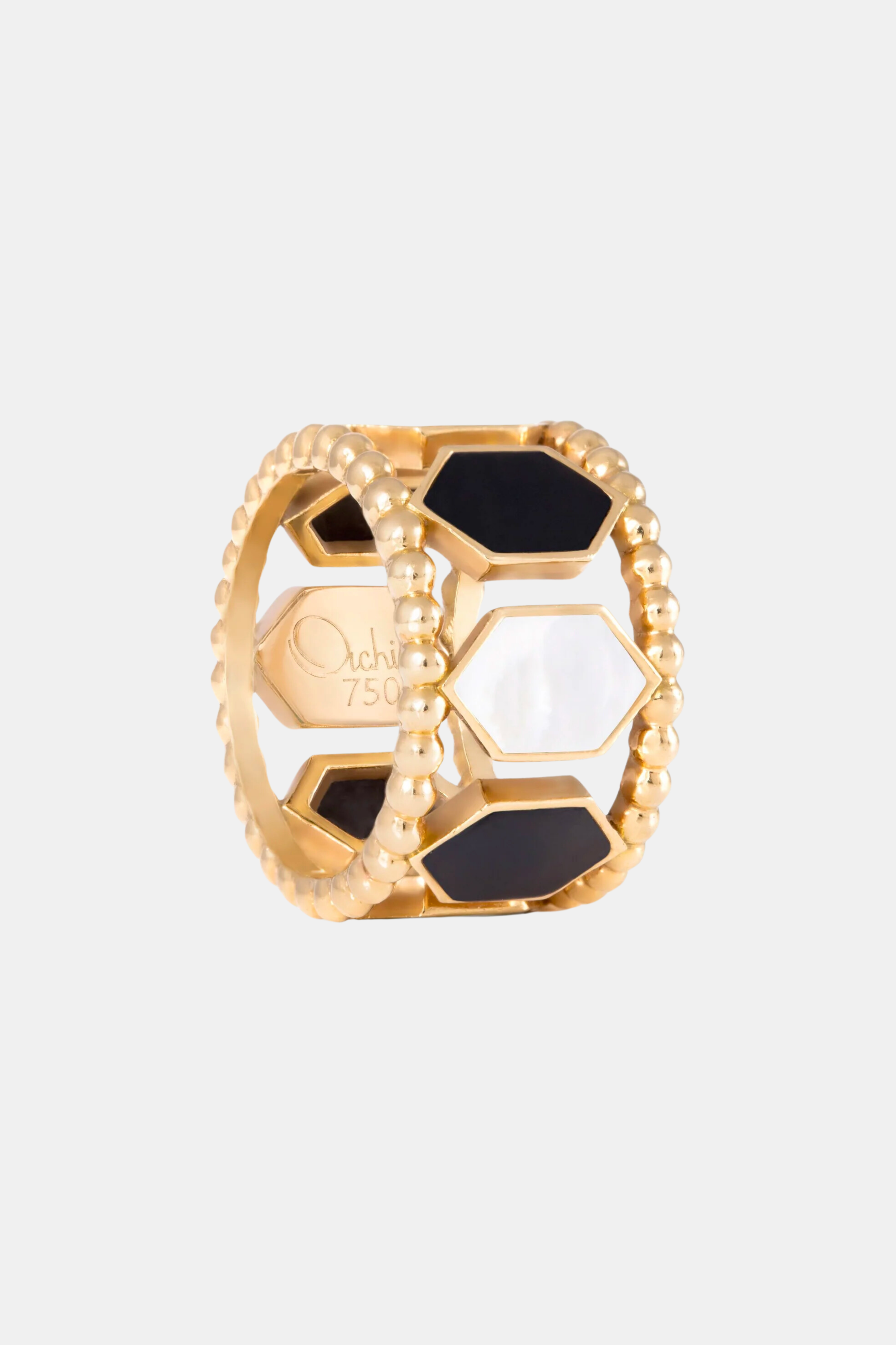 Joyful Onyx Mother of Pearl Ring