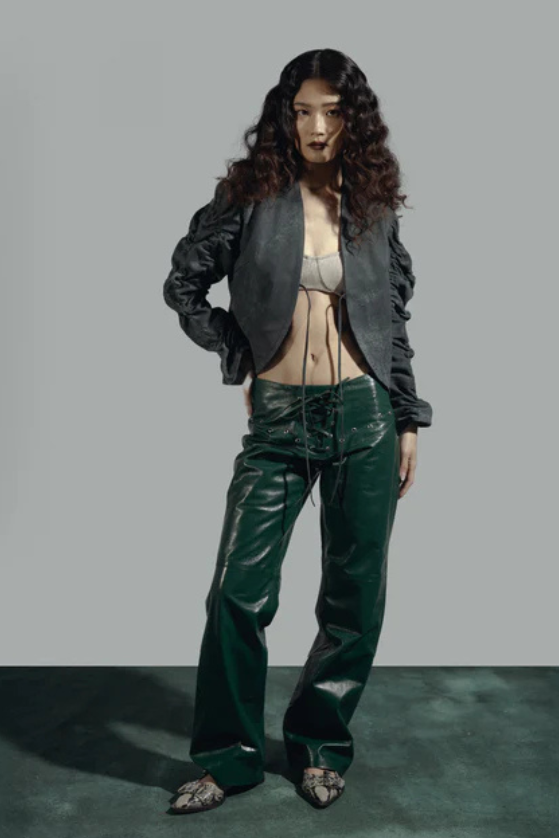 Jason Leather Pants Olive