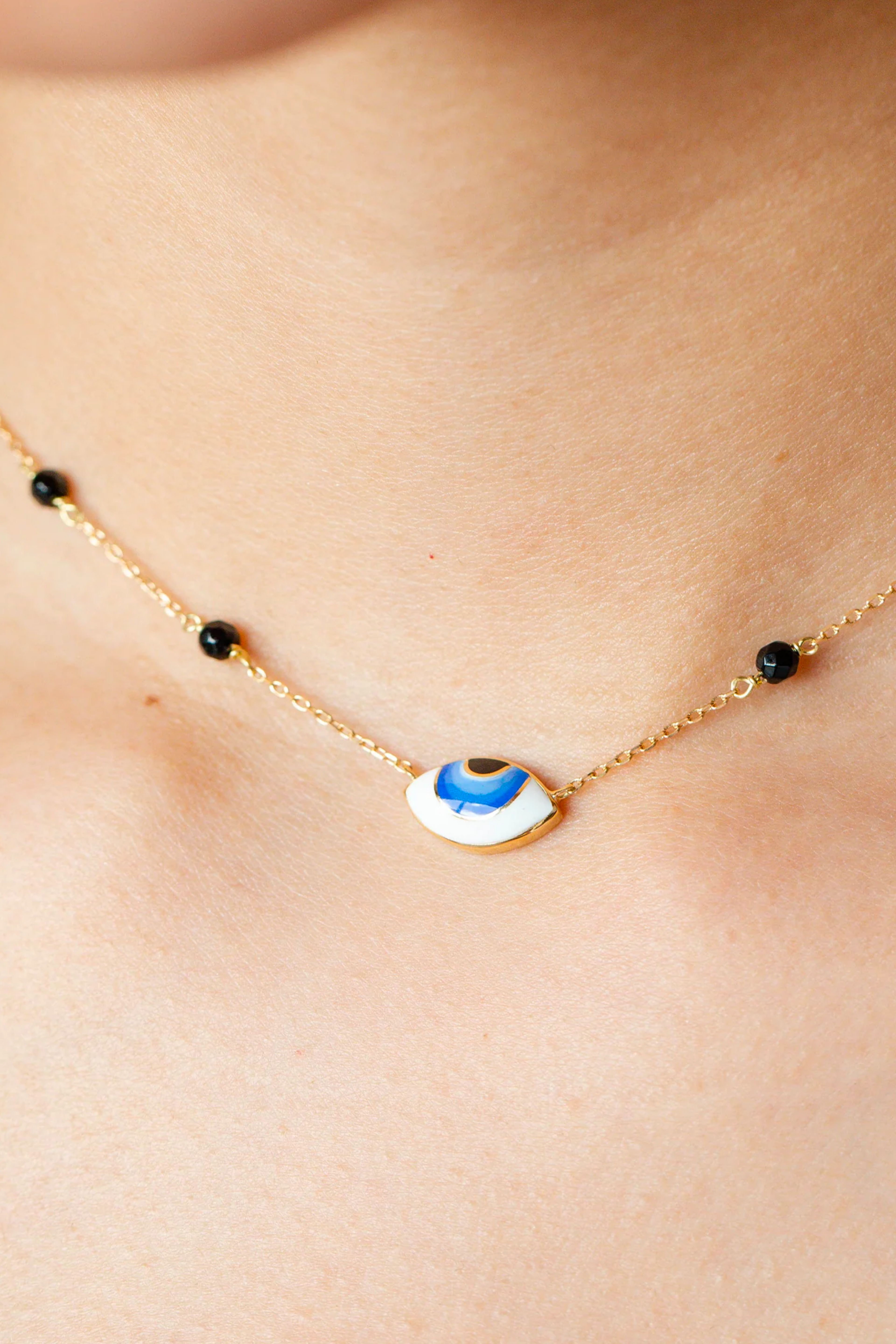 Aqua Eye on Black Drops with Onyx Choker