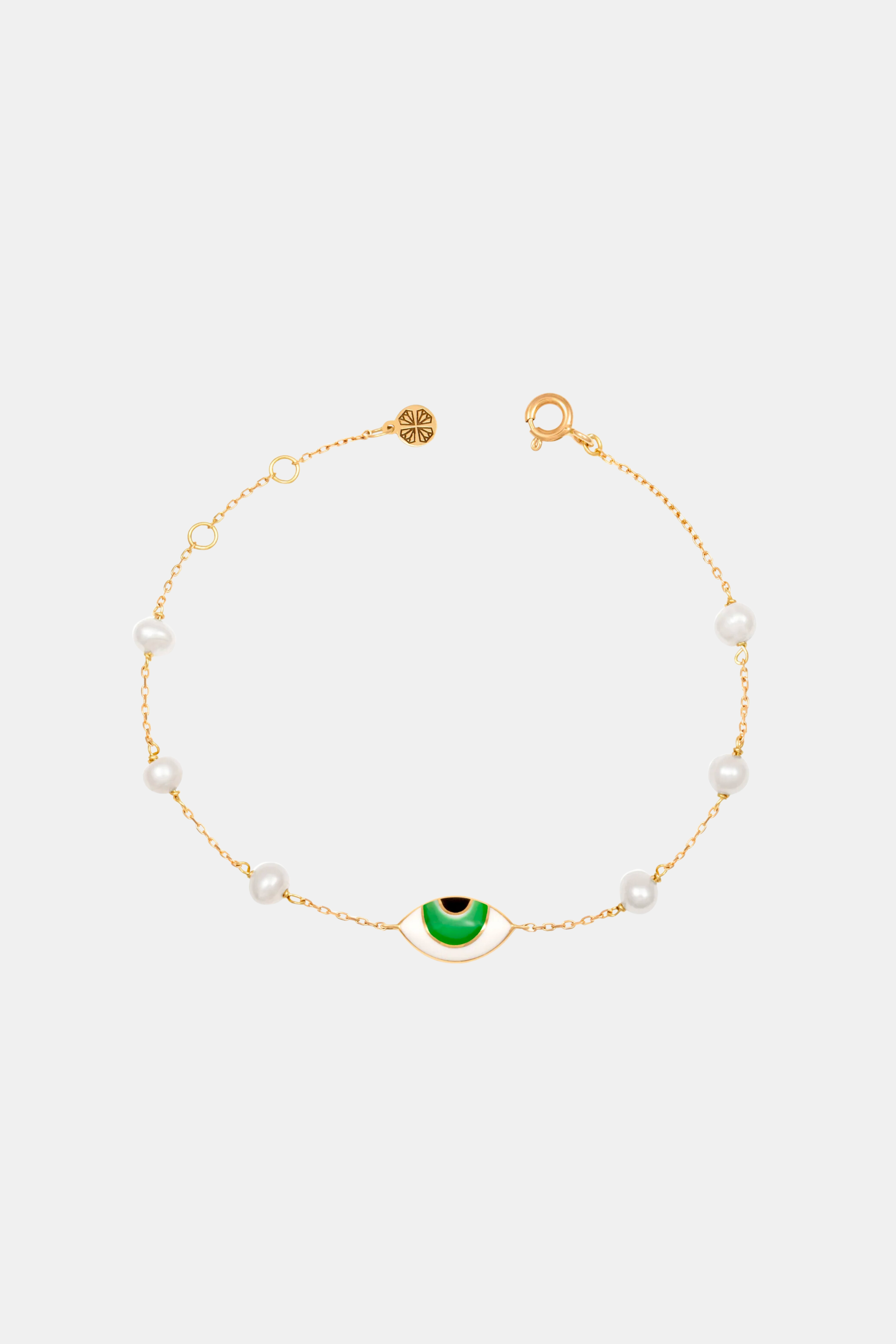 Aqua Eye Pearl Bracelet