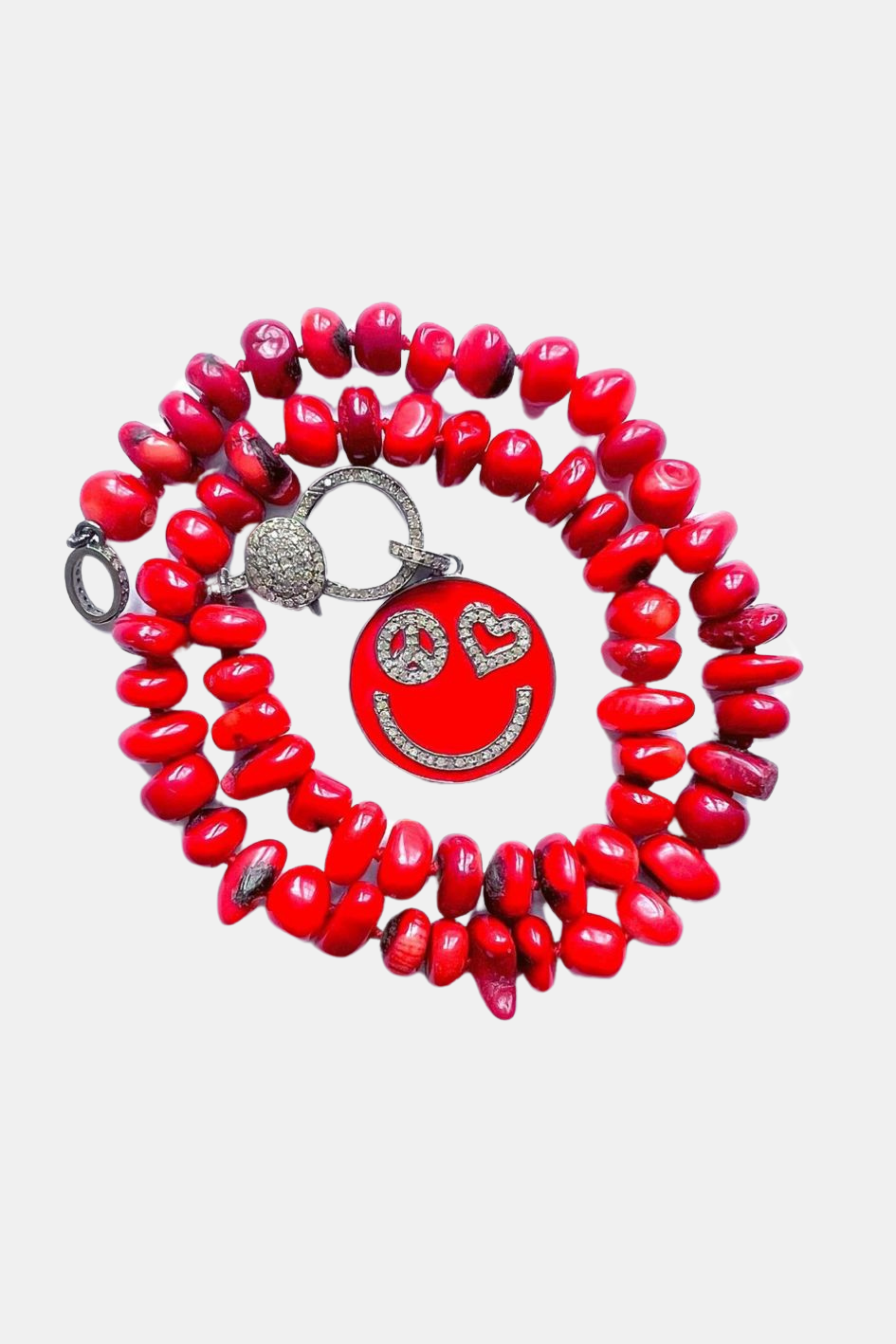 Coral Pave Diamond Happy Face