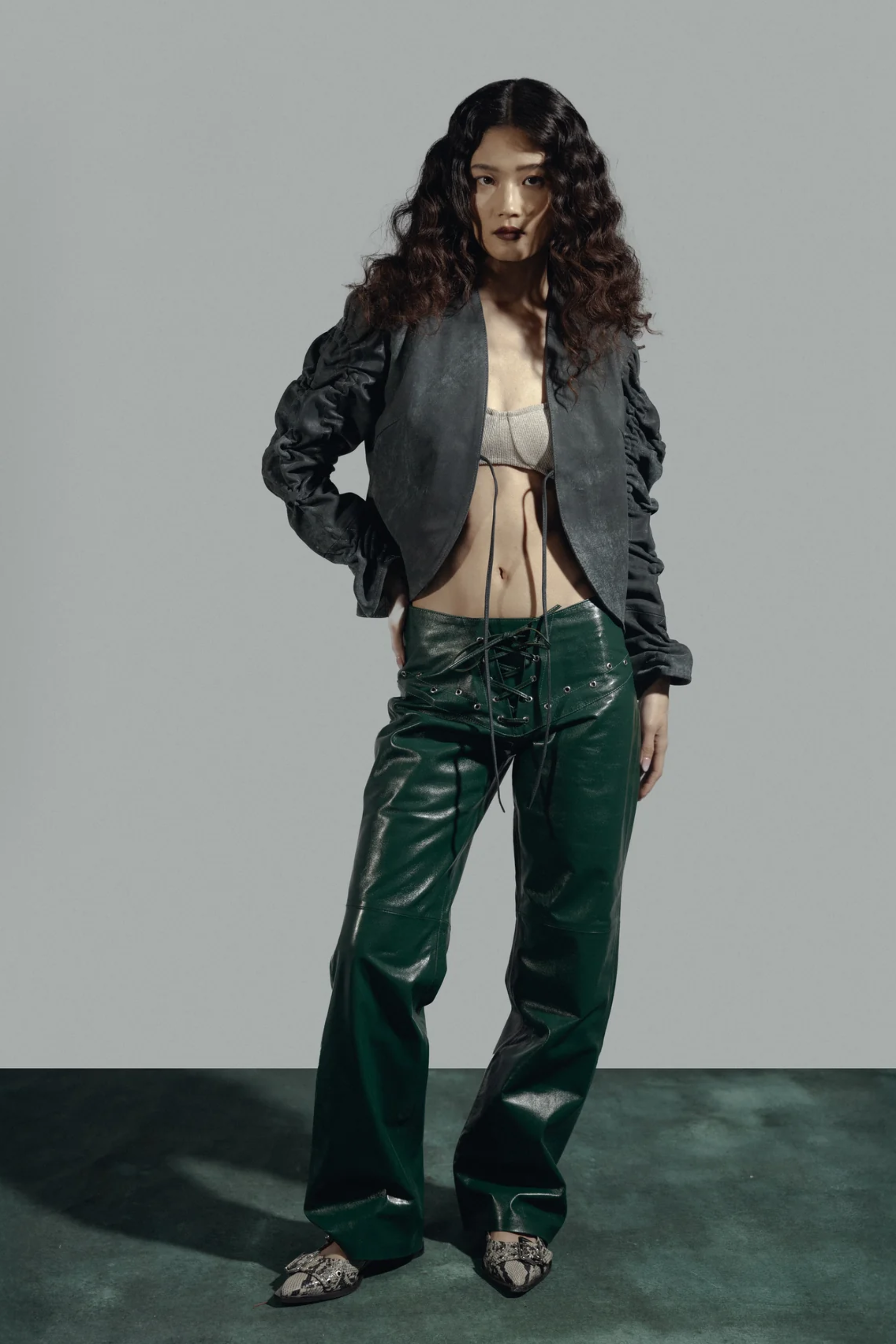 Dylan Leather Jacket Washed Grey