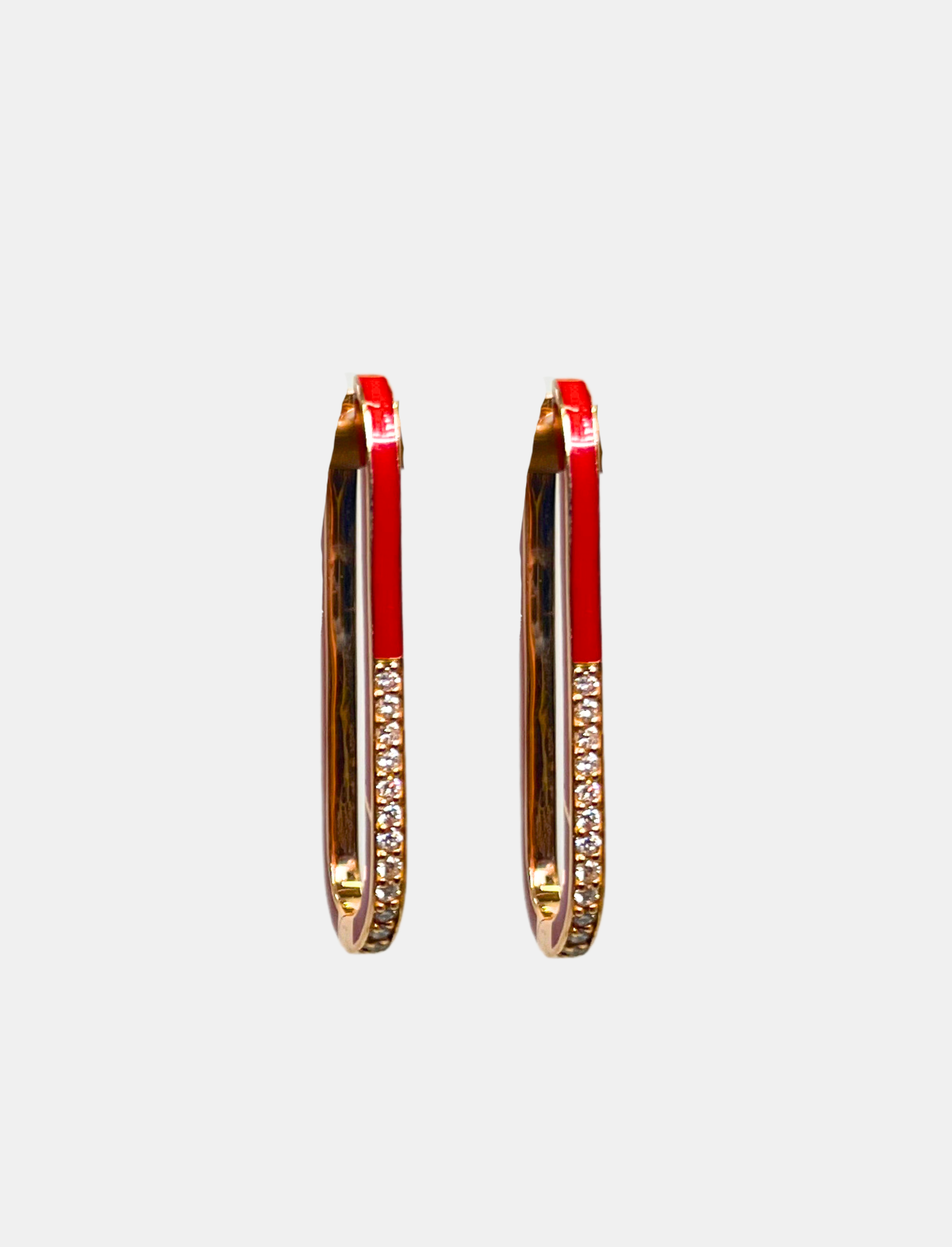 Paperclip Diamond and Enamel Earrings