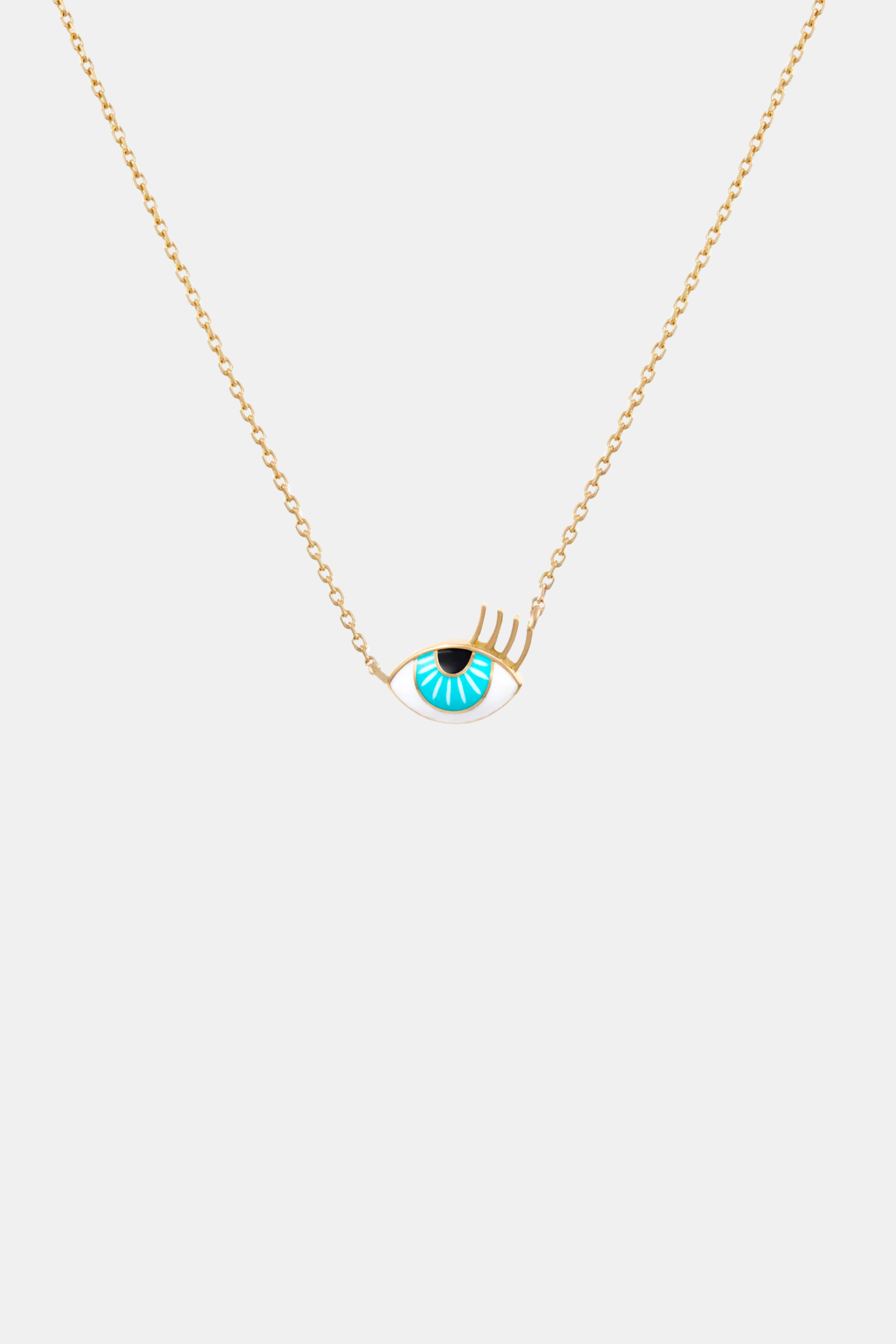 Mini Flirty Enamel Aqua Eye Necklace