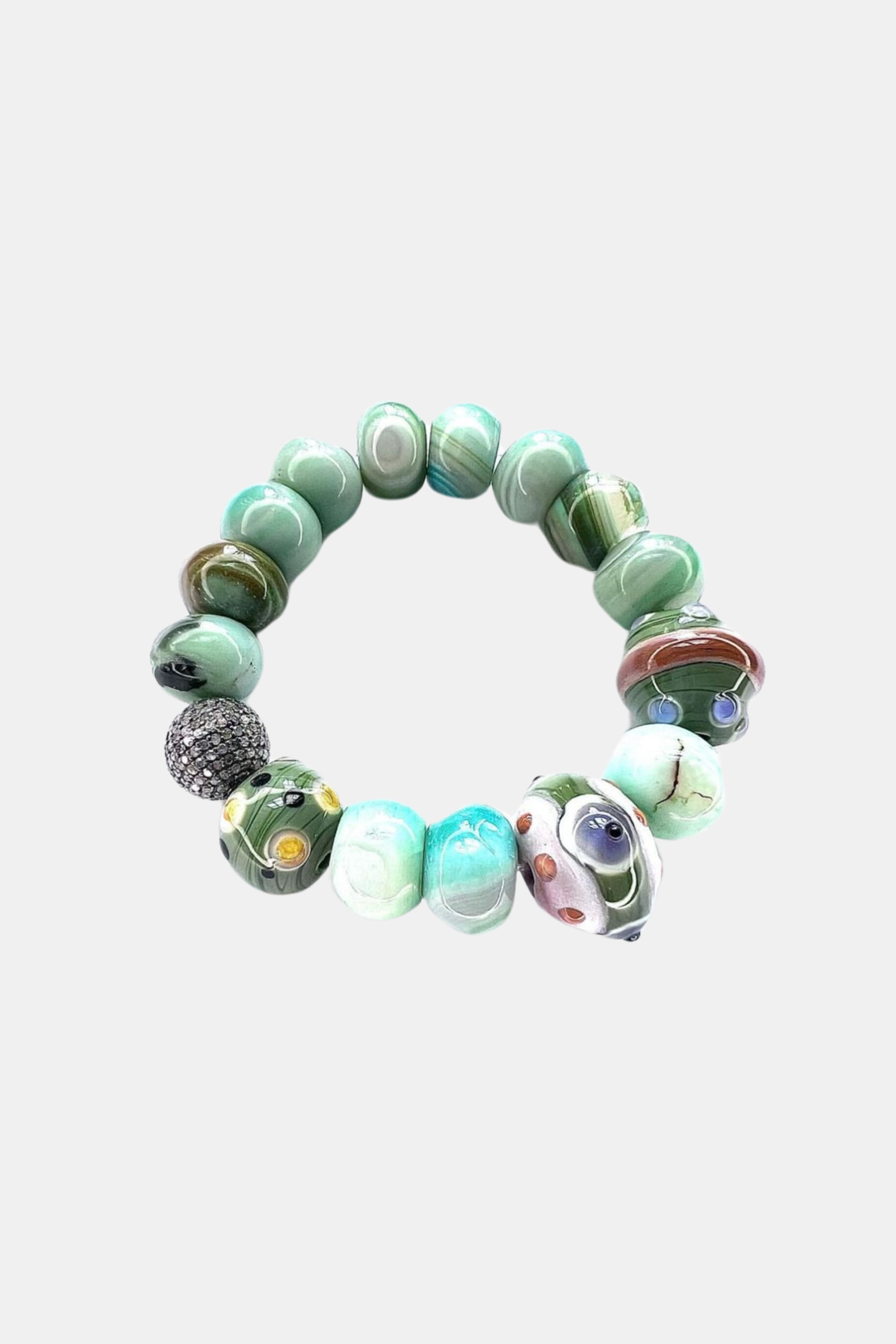 Amazonite Chunky Pave Diamond  Bracelet