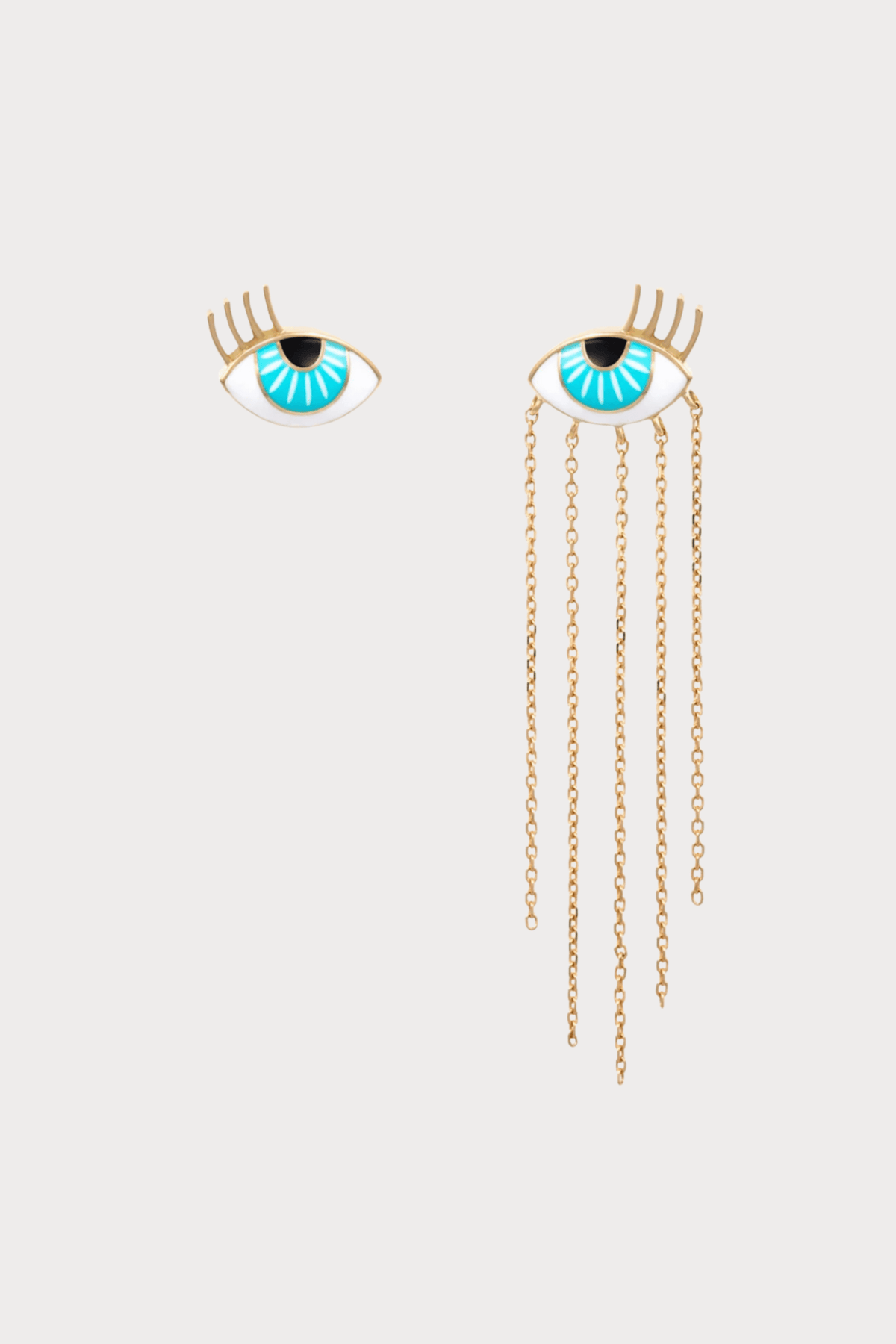 Flirty Aqua Eyes A-Symmetrical Earrings