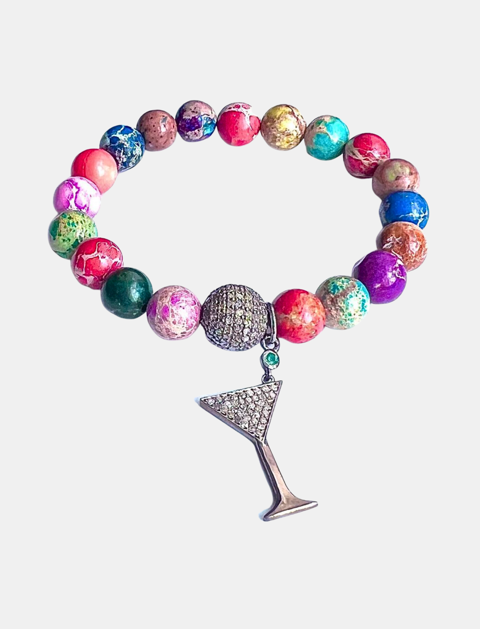Multi Color Jasper Martini Diamond Bracelet
