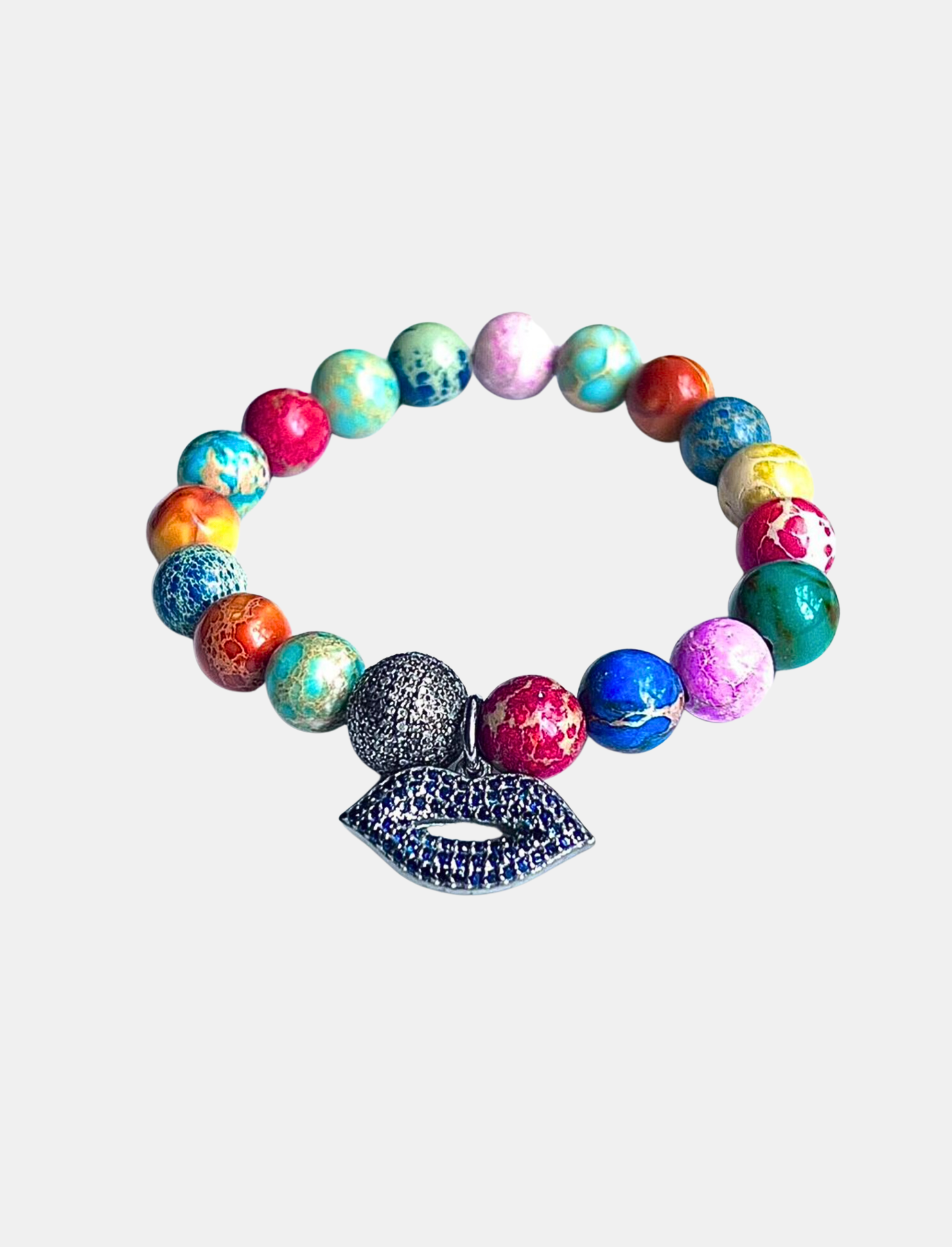 Multi Color Jasper Sapphire Lip Bracelet
