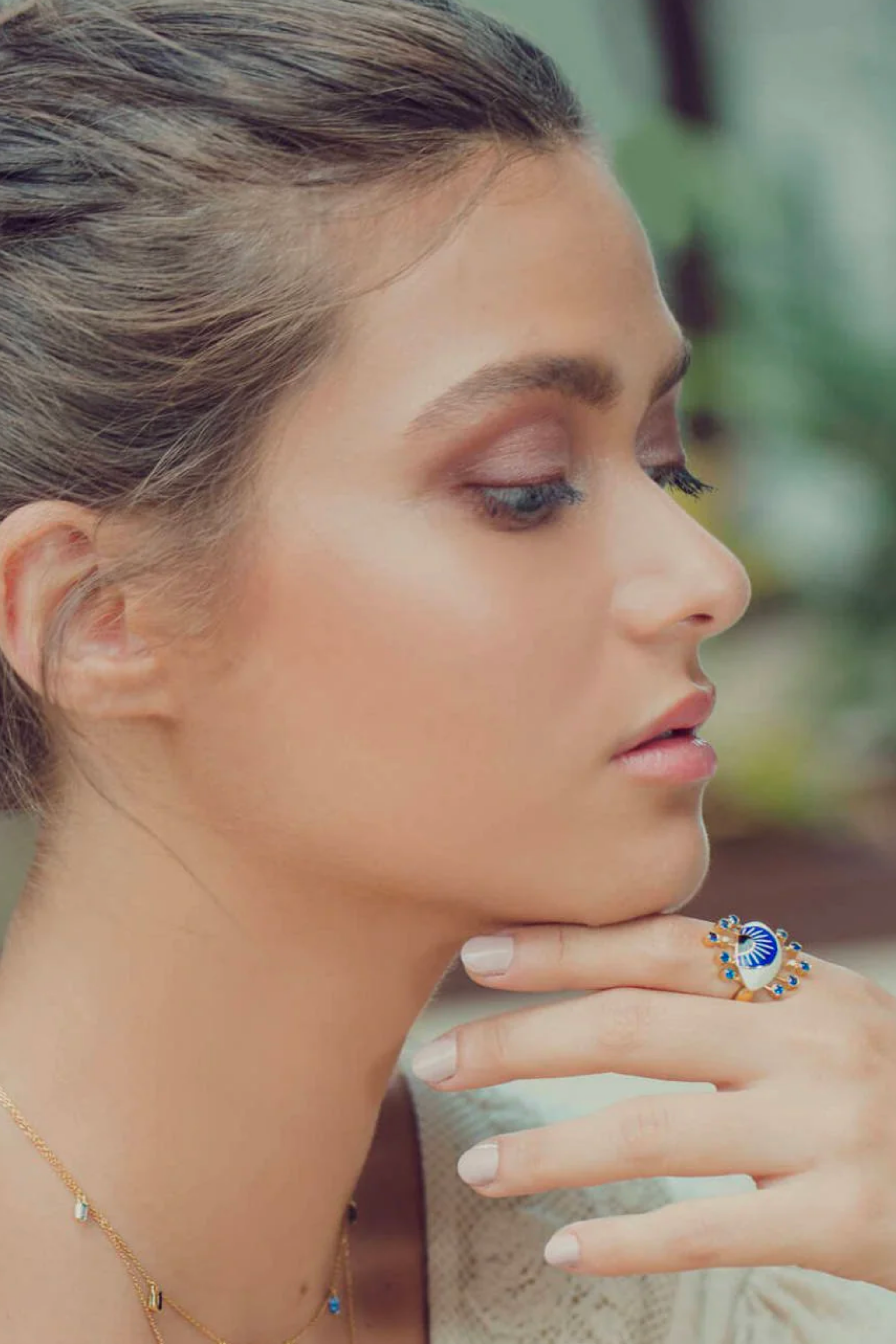 Tiara Aqua Eye Enamel Ring