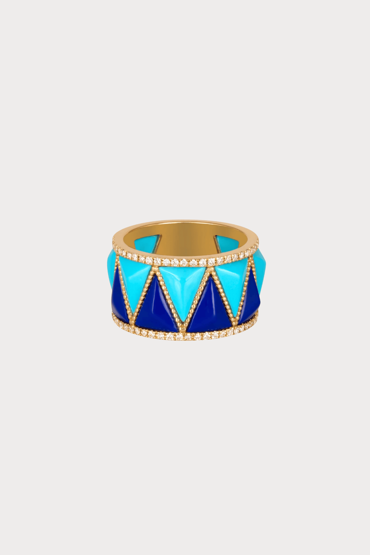Soho Gold Encrusted With Turquoise And Lapis Pulse Ring