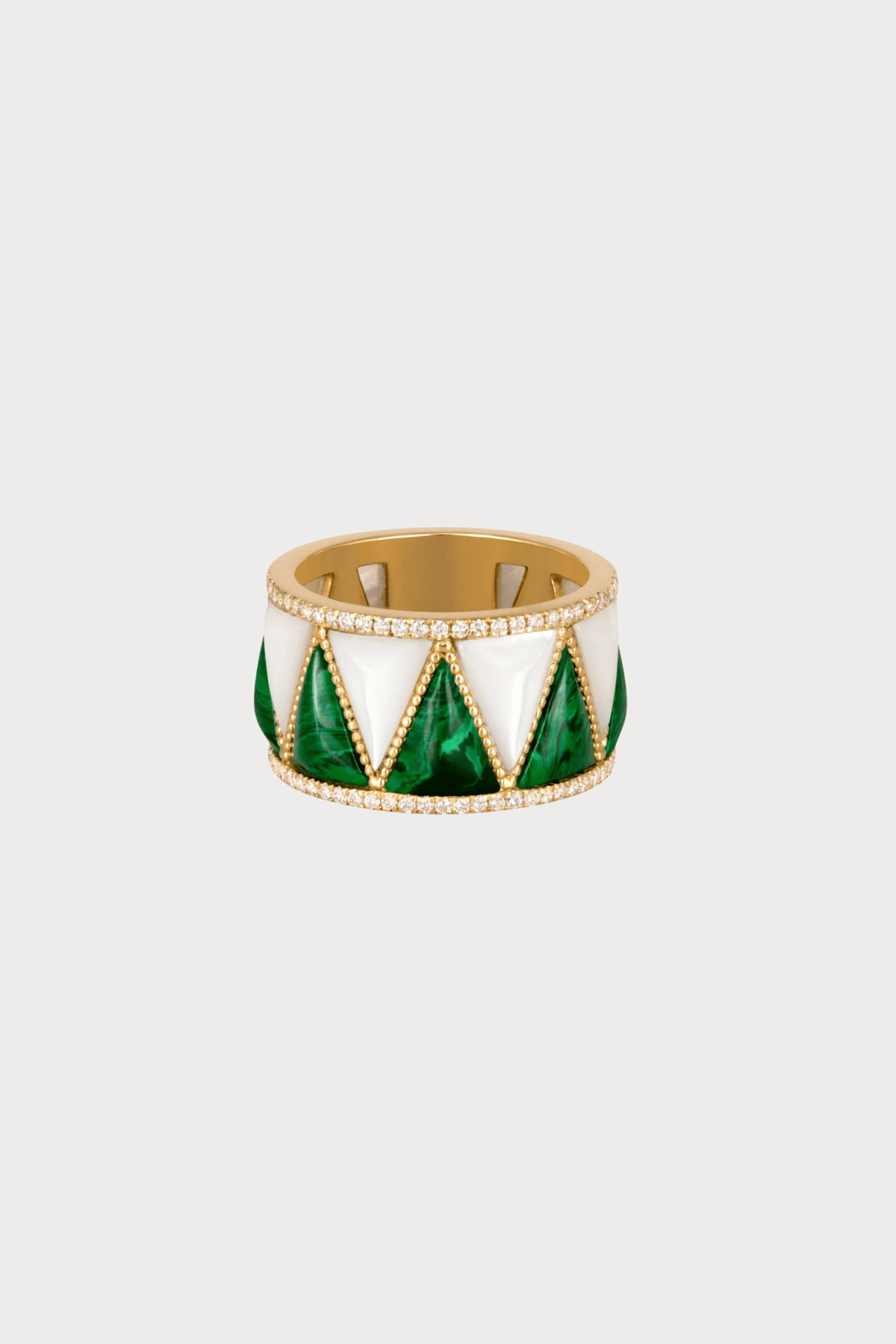 Soho Gold Encrusted With Malachite And Mother Of Pearl Pulse Ring