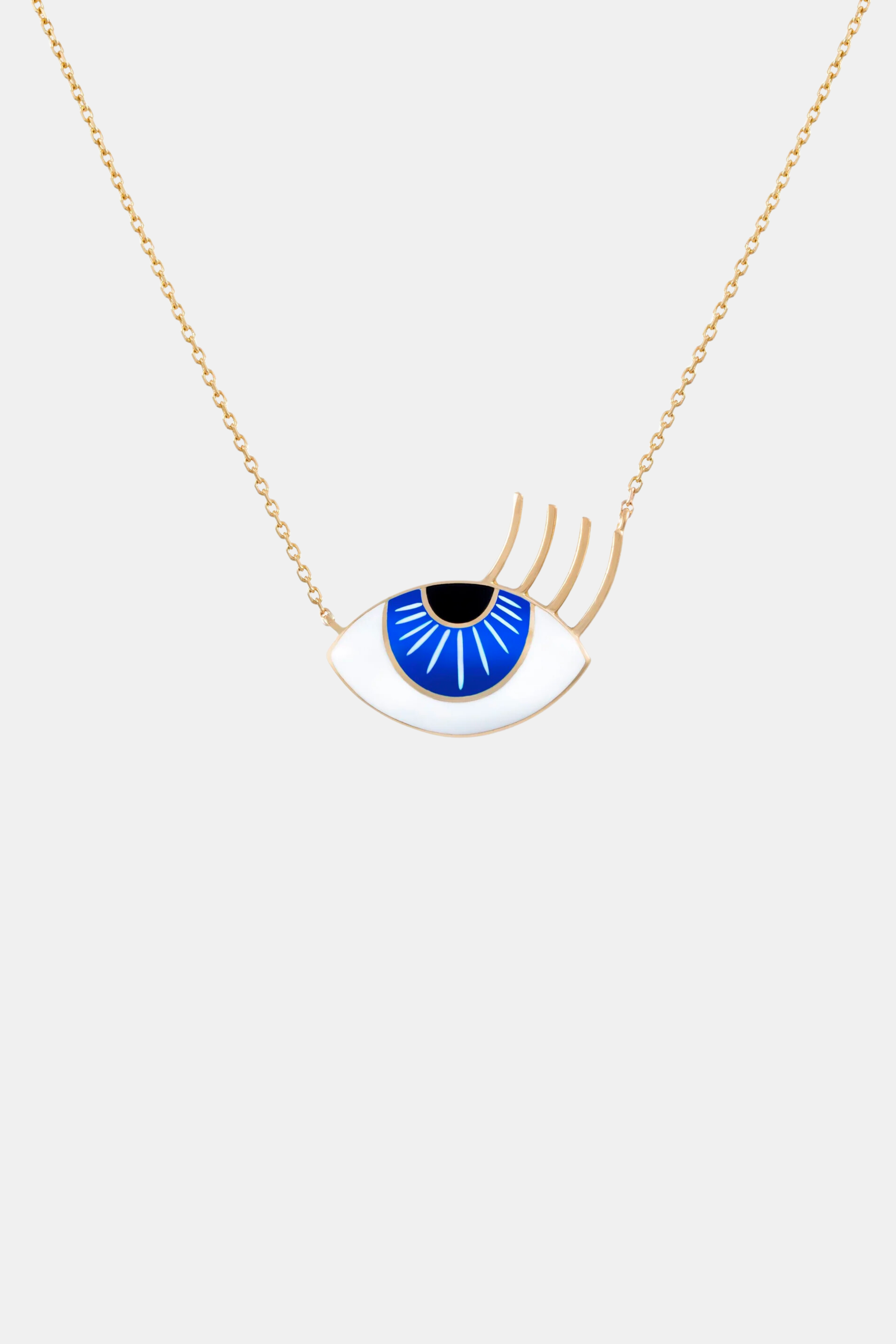 Flirty Enamel Aqua Eye Necklace