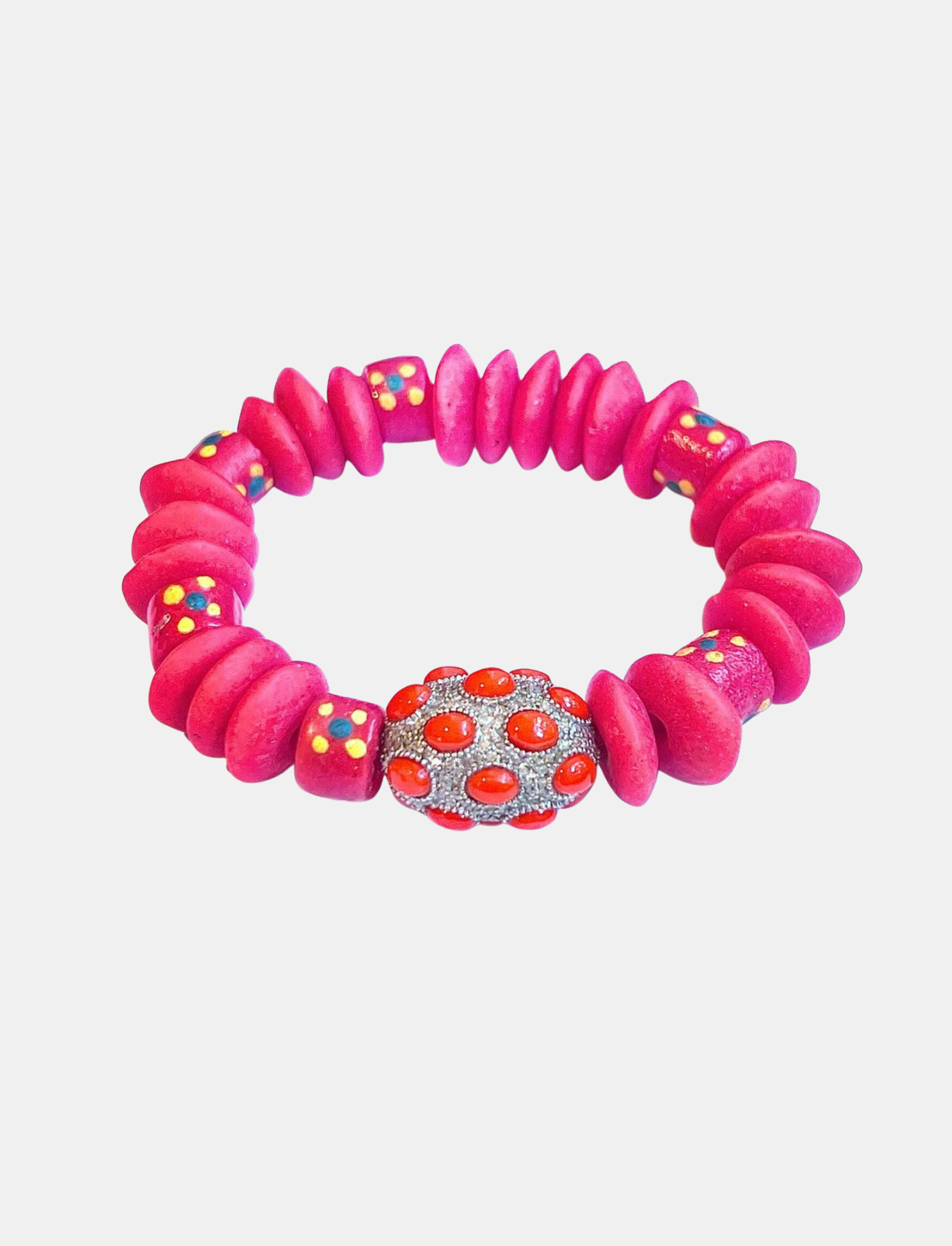 Ghana Flower Diamond Coral Bracelet