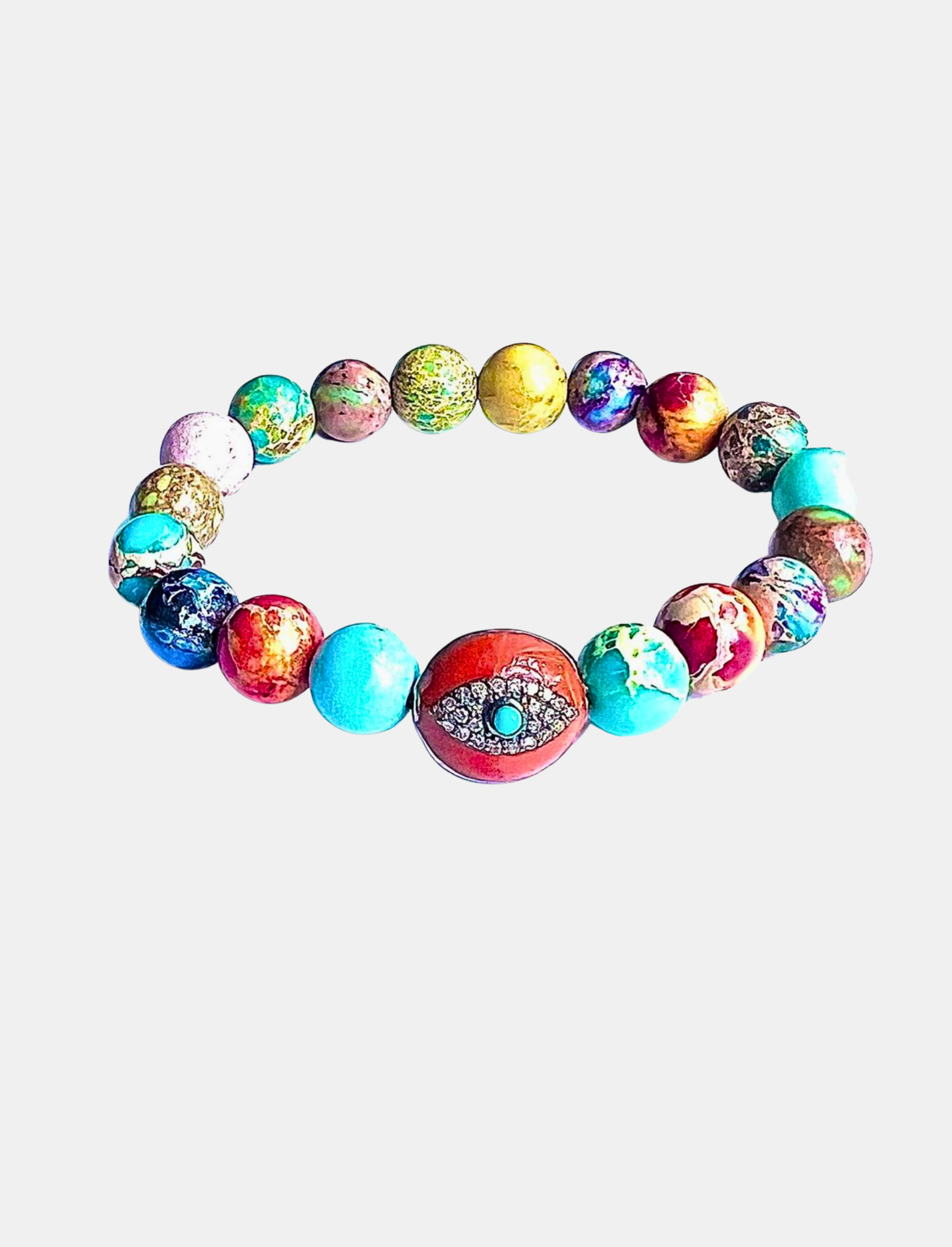 Multi Color Jasper Evil Eye Bracelet