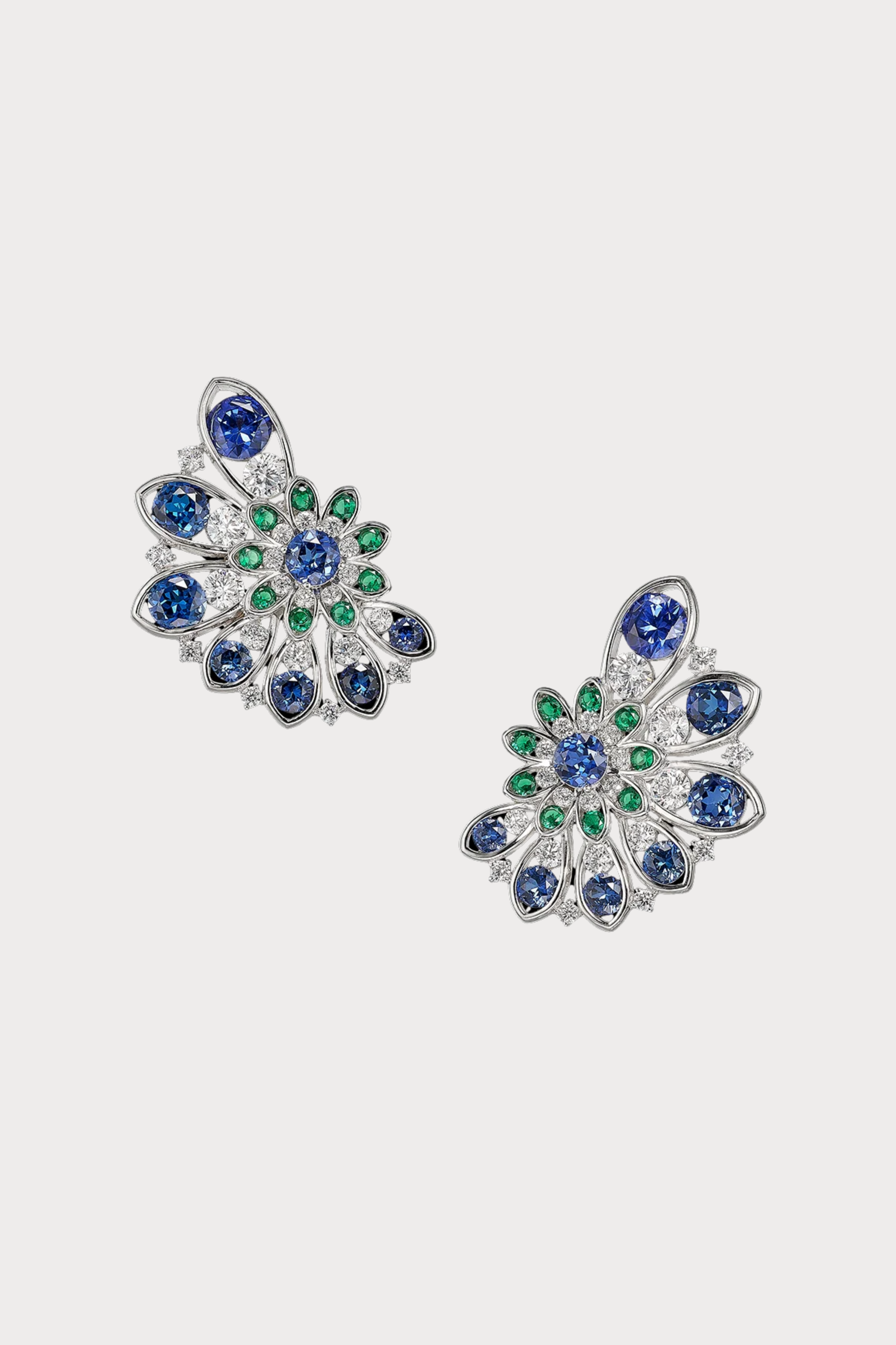 Emerald Sapphire Pinecone Earrings